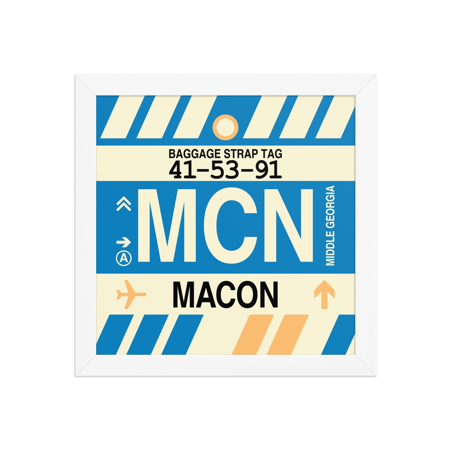 MCN Macon Framed Print • Jet Age Baggage Tag Design • YHM Designs - Image 11
