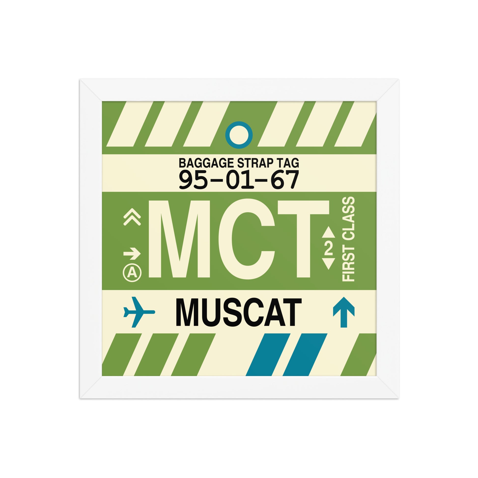 MCT Muscat Framed Print • Jet Age Baggage Tag Design • YHM Designs - Image 11