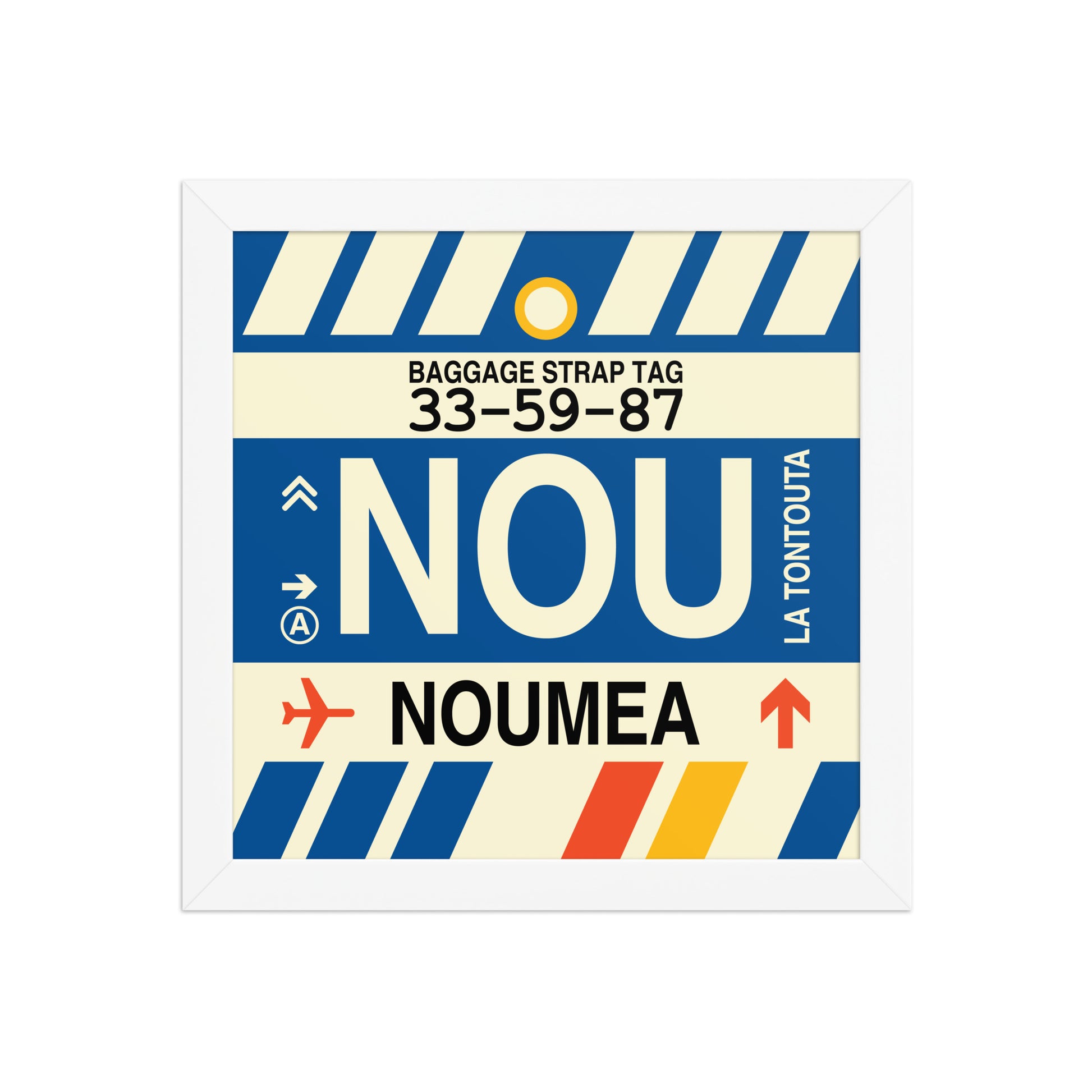 NOU Nouméa Framed Print • Jet Age Baggage Tag Design • YHM Designs - Image 11