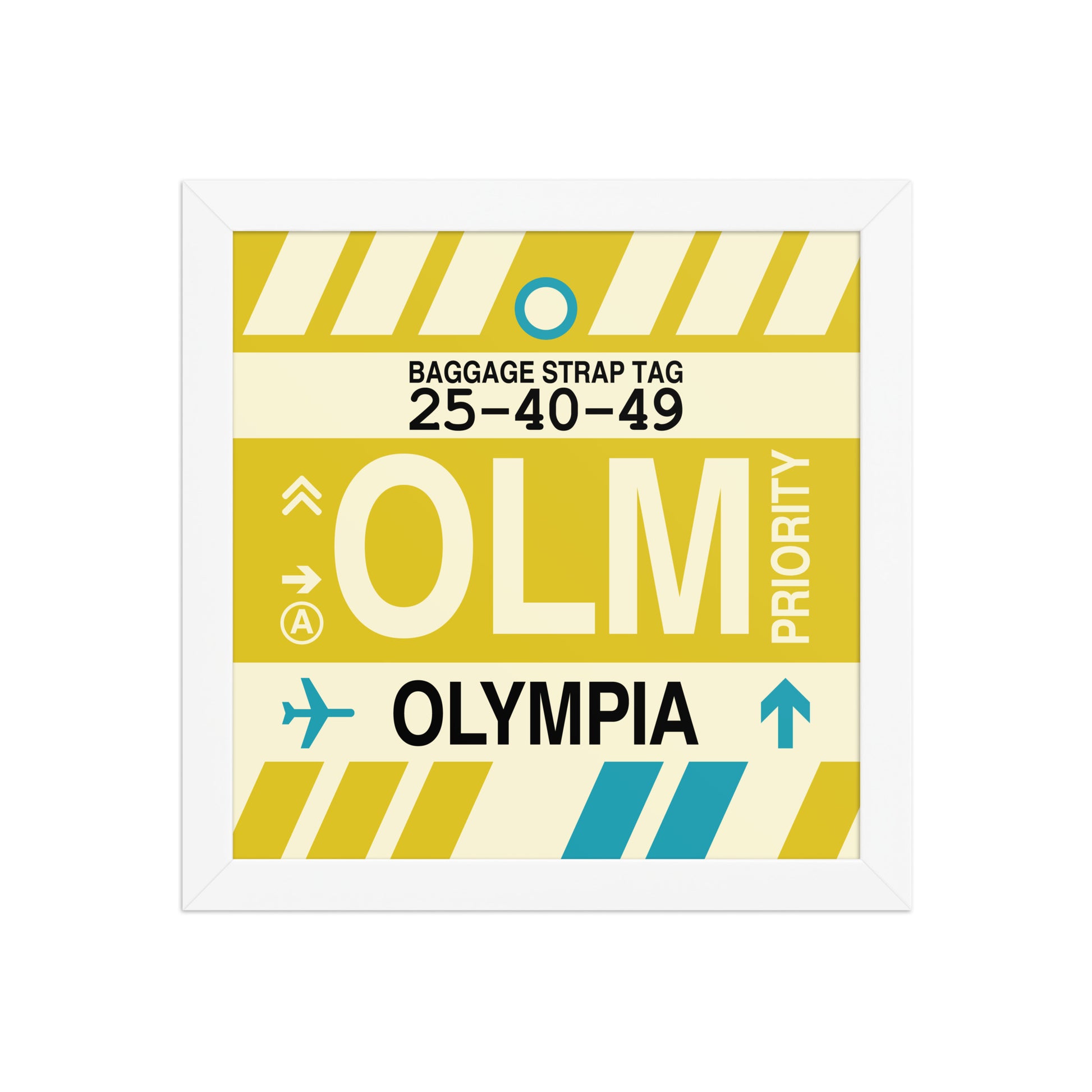 OLM Olympia Framed Print • Jet Age Baggage Tag Design • YHM Designs - Image 11