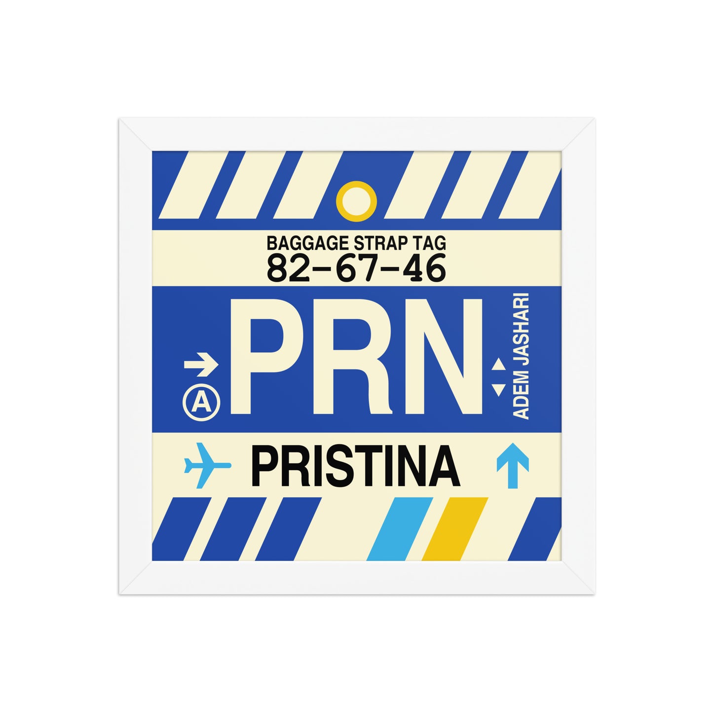 PRN Pristina Framed Print • Jet Age Baggage Tag Design • YHM Designs - Image 11