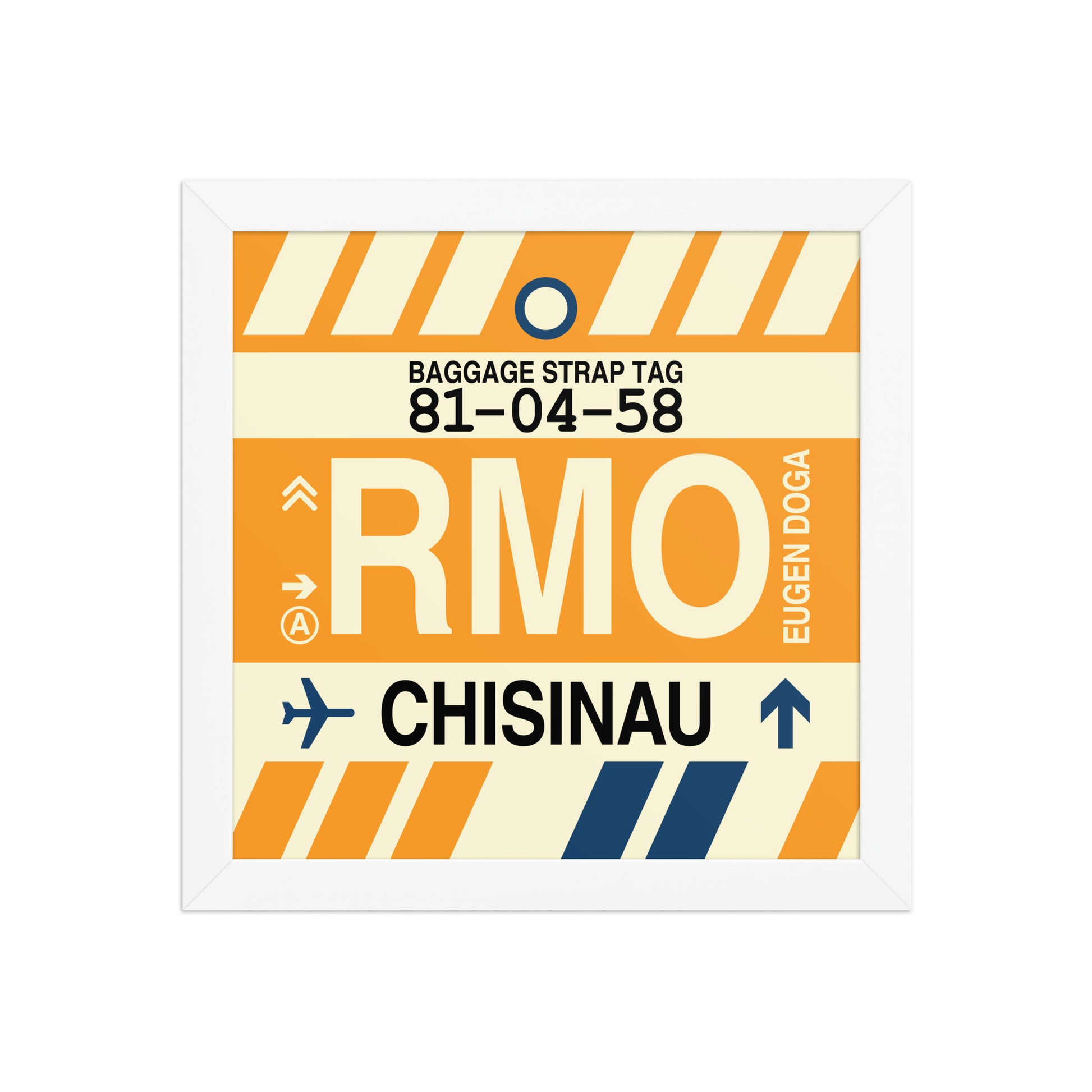 RMO Chisinau Framed Print • Jet Age Baggage Tag Design • YHM Designs - Image 11