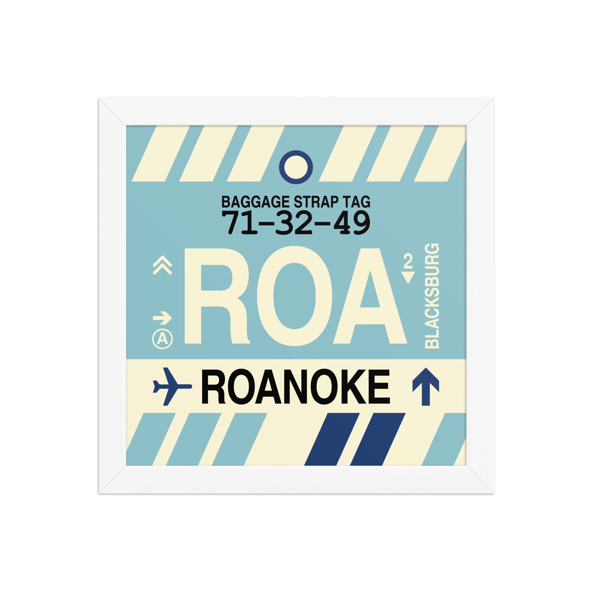 ROA Roanoke Framed Print • Jet Age Baggage Tag Design • YHM Designs - Image 11