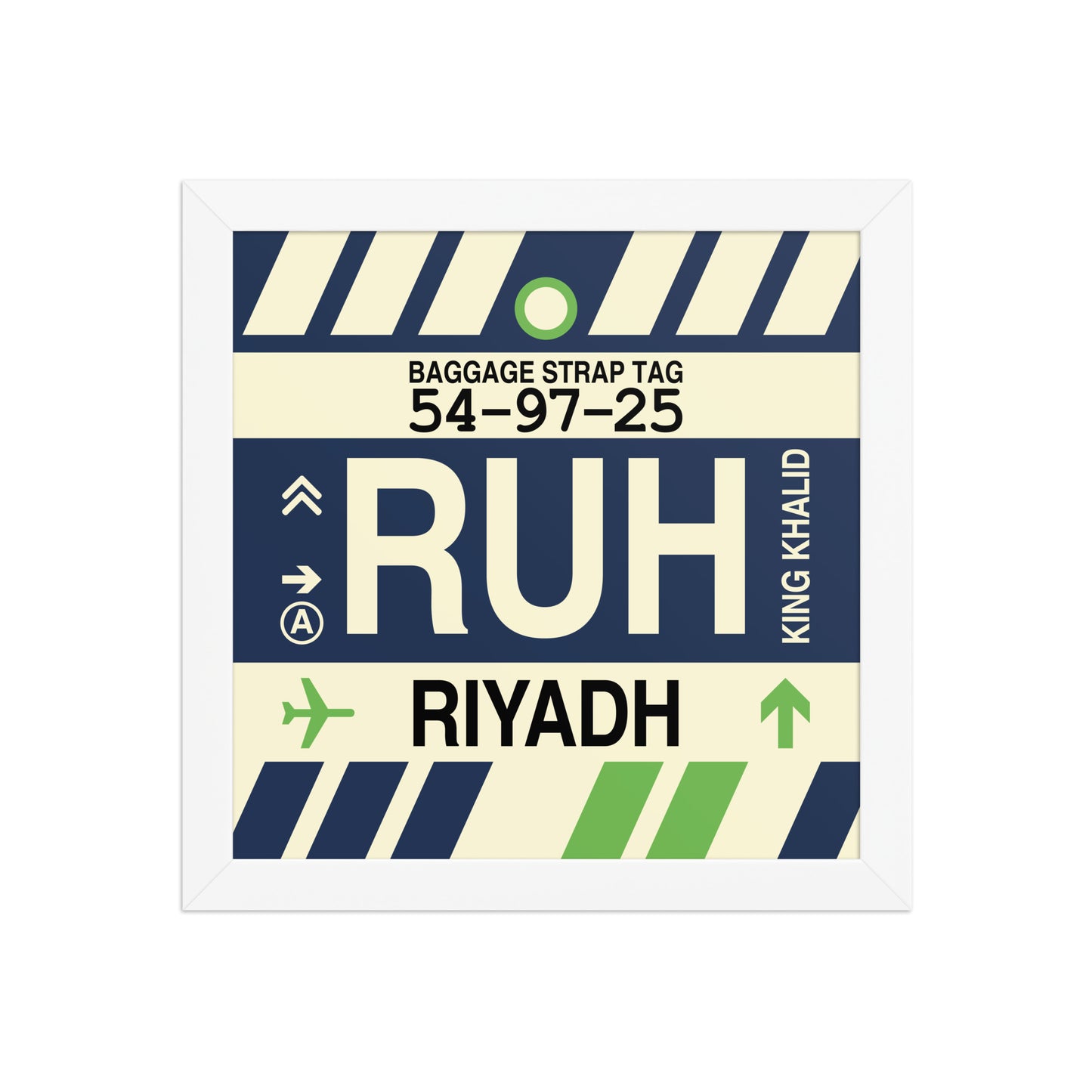 RUH Riyadh Framed Print • Jet Age Baggage Tag Design • YHM Designs - Image 11