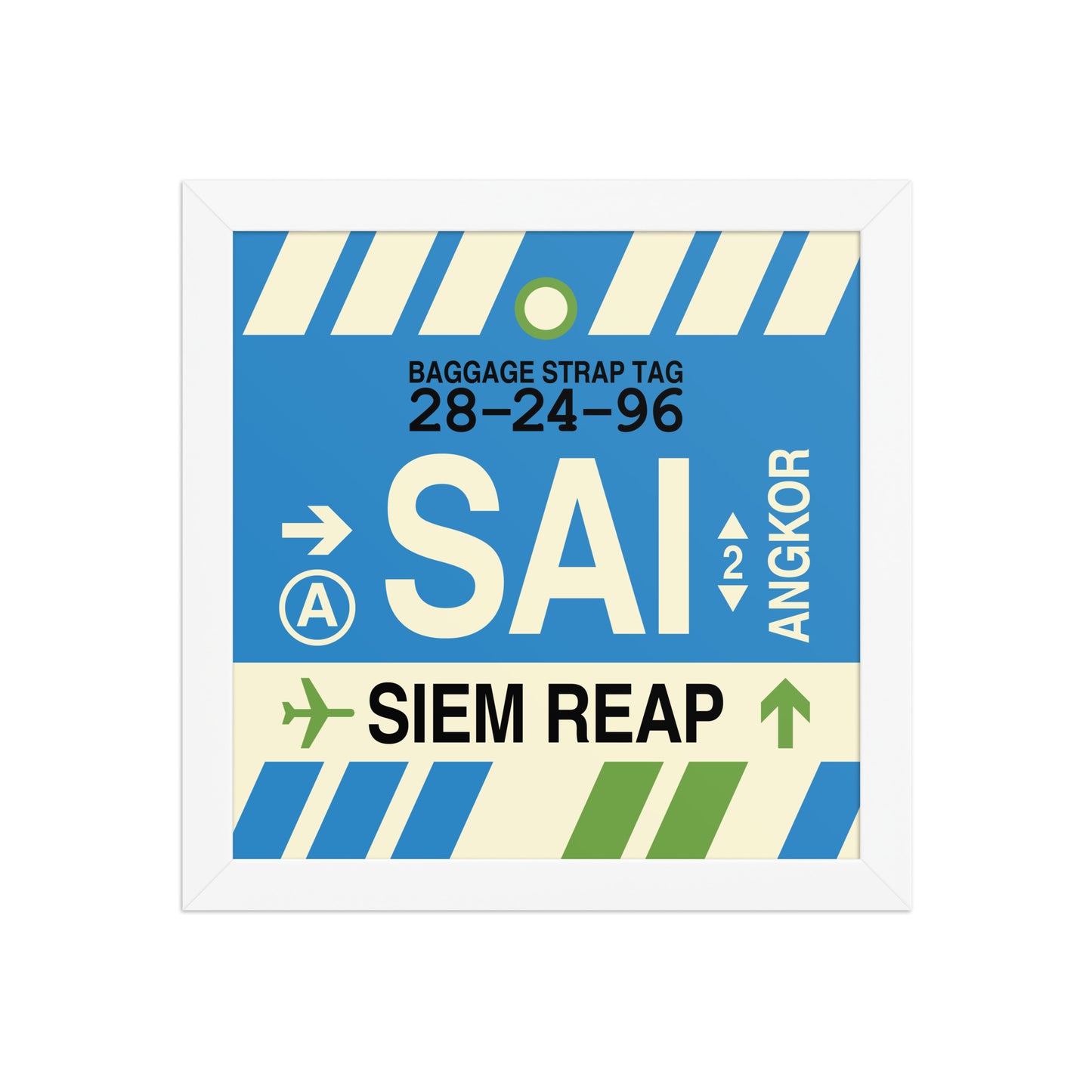 SAI Siem Reap-Angkor Framed Print • Jet Age Baggage Tag Design • YHM Designs - Image 11