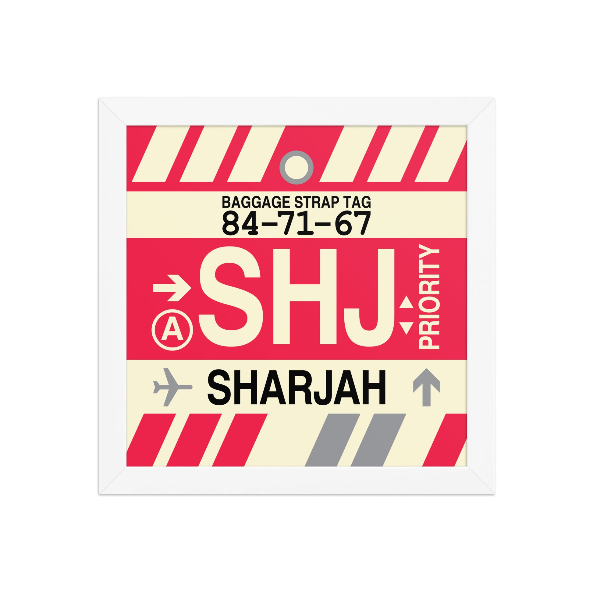 SHJ Sharjah Framed Print • Jet Age Baggage Tag Design • YHM Designs - Image 11