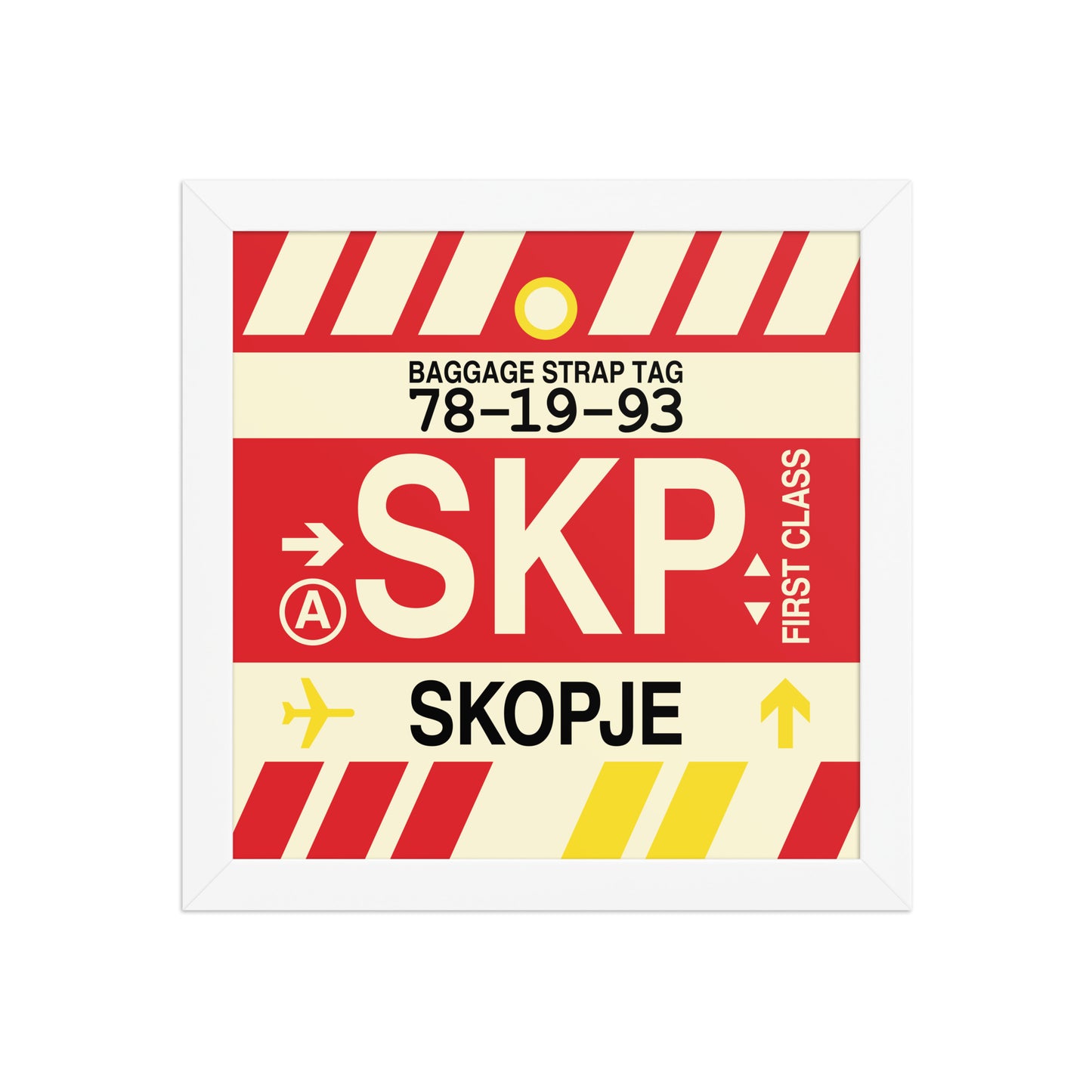 SKP Skopje Framed Print • Jet Age Baggage Tag Design • YHM Designs - Image 11