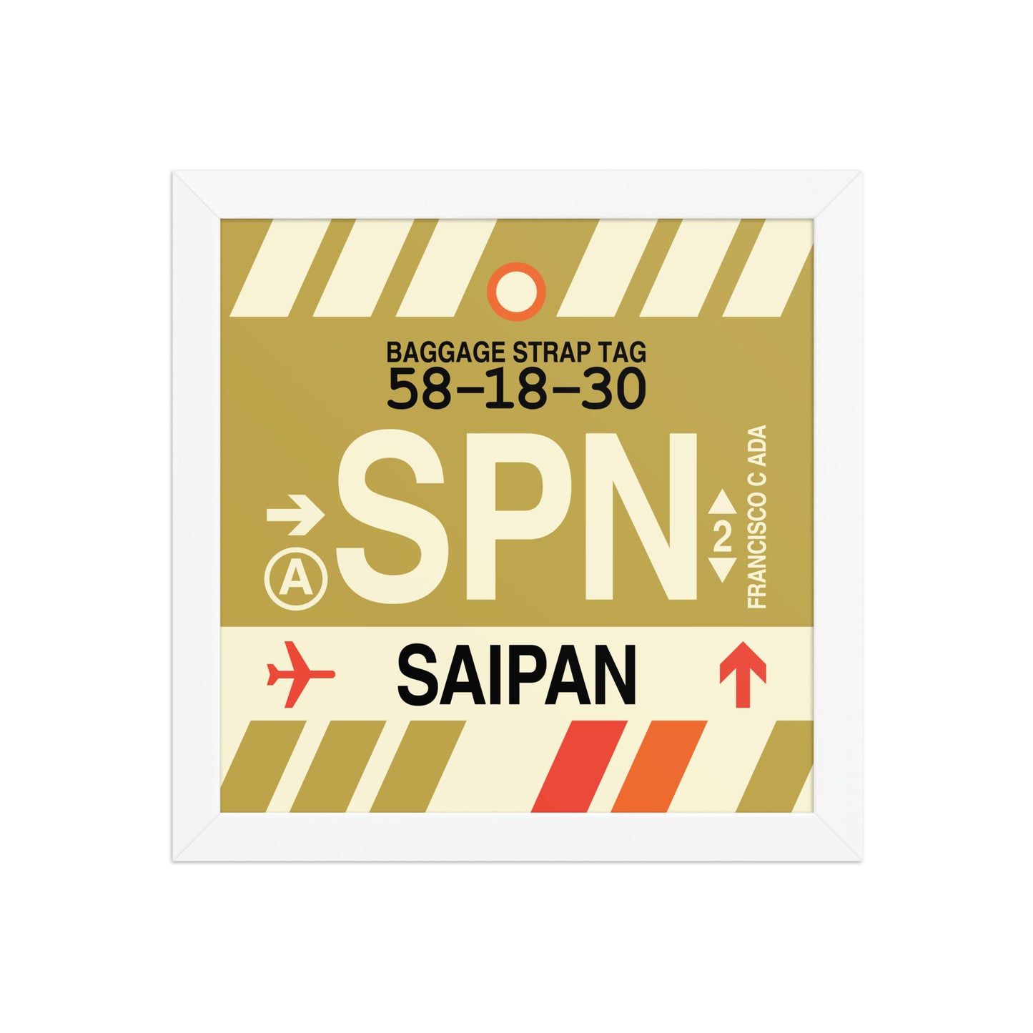 SPN Saipan Framed Print • Jet Age Baggage Tag Design • YHM Designs - Image 11