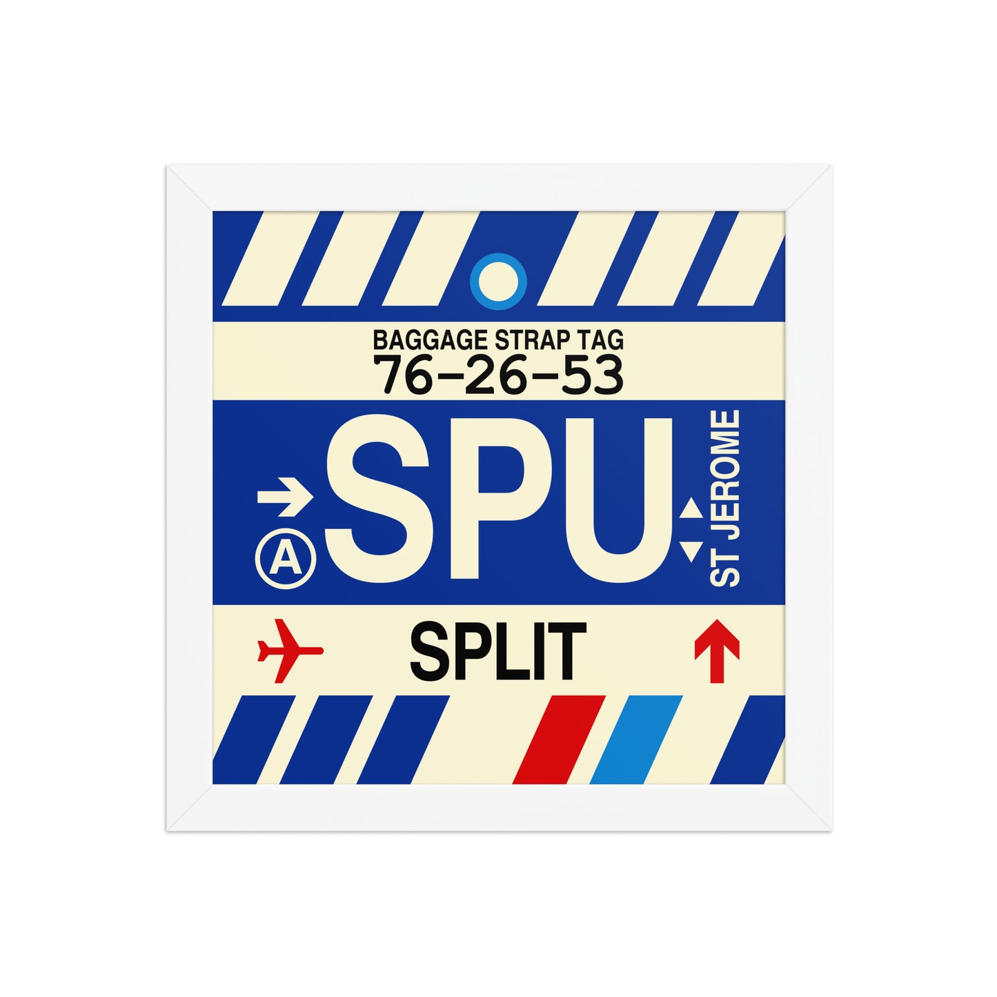 SPU Split Framed Print • Jet Age Baggage Tag Design • YHM Designs - Image 11
