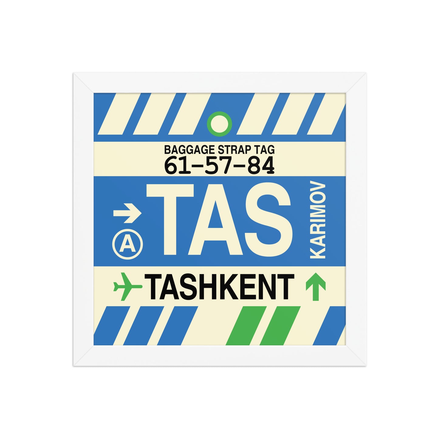 TAS Tashkent Framed Print • Jet Age Baggage Tag Design • YHM Designs - Image 11
