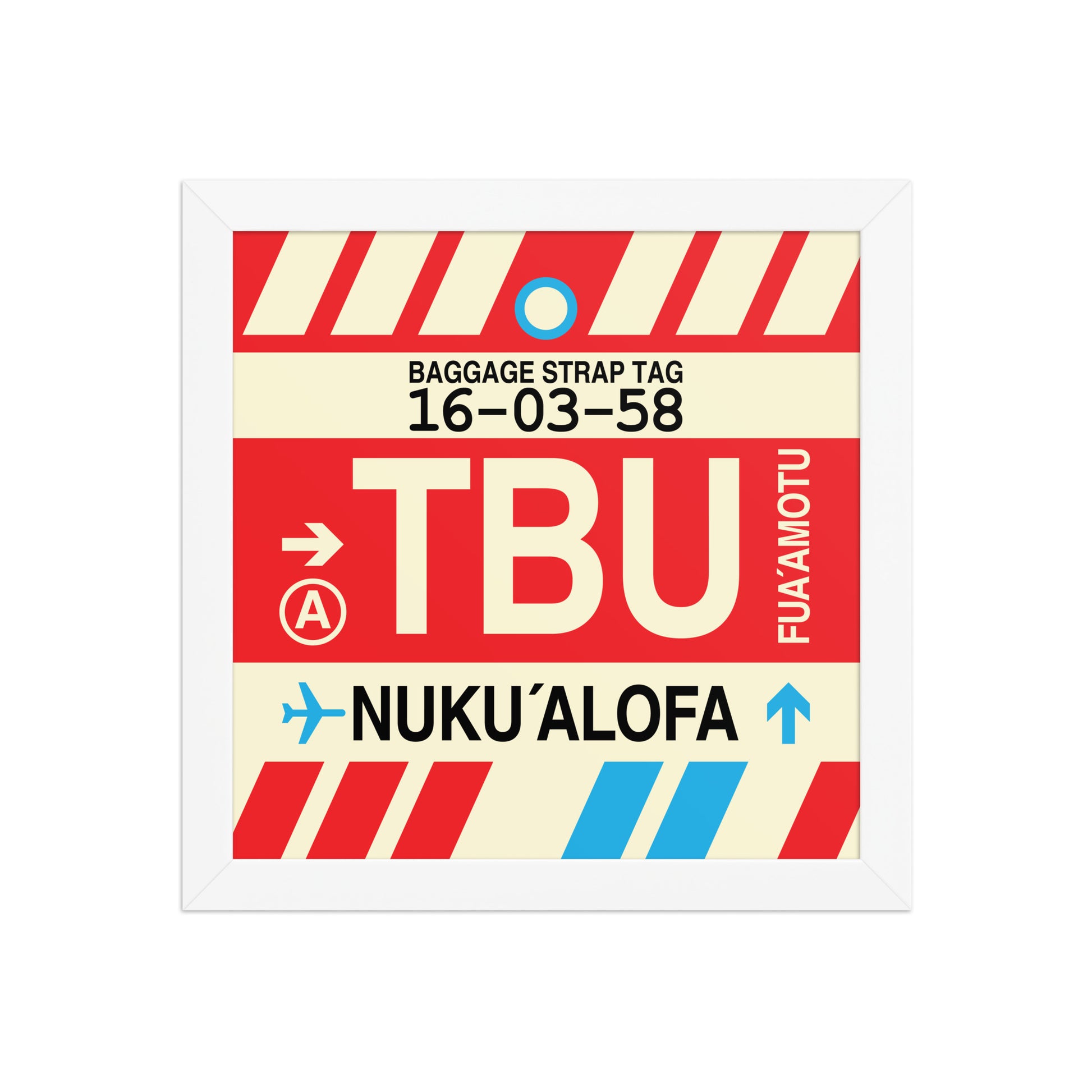 TBU Nuku'alofa Framed Print • Jet Age Baggage Tag Design • YHM Designs - Image 11