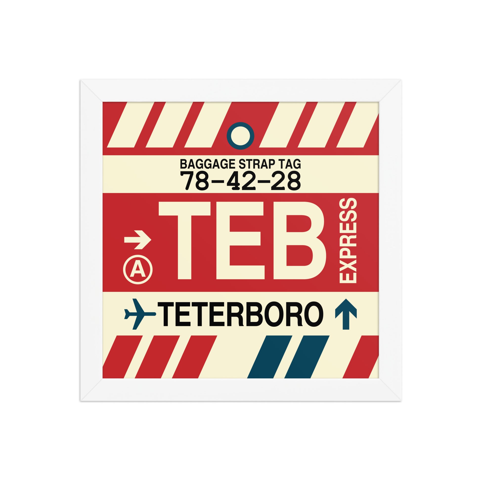 TEB Teterboro Framed Print • Jet Age Baggage Tag Design • YHM Designs - Image 11