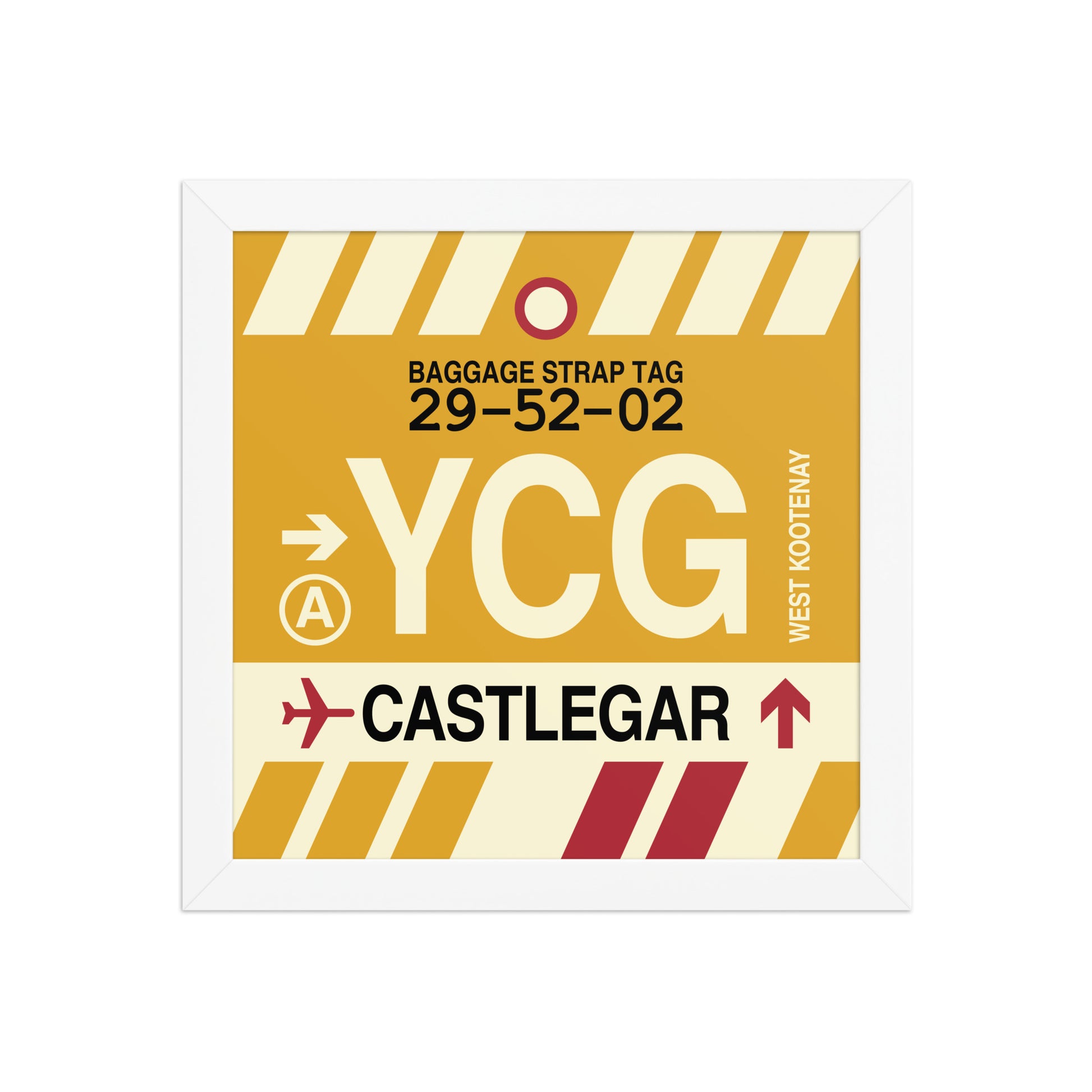 YCG Castlegar Framed Print • Jet Age Baggage Tag Design • YHM Designs - Image 11