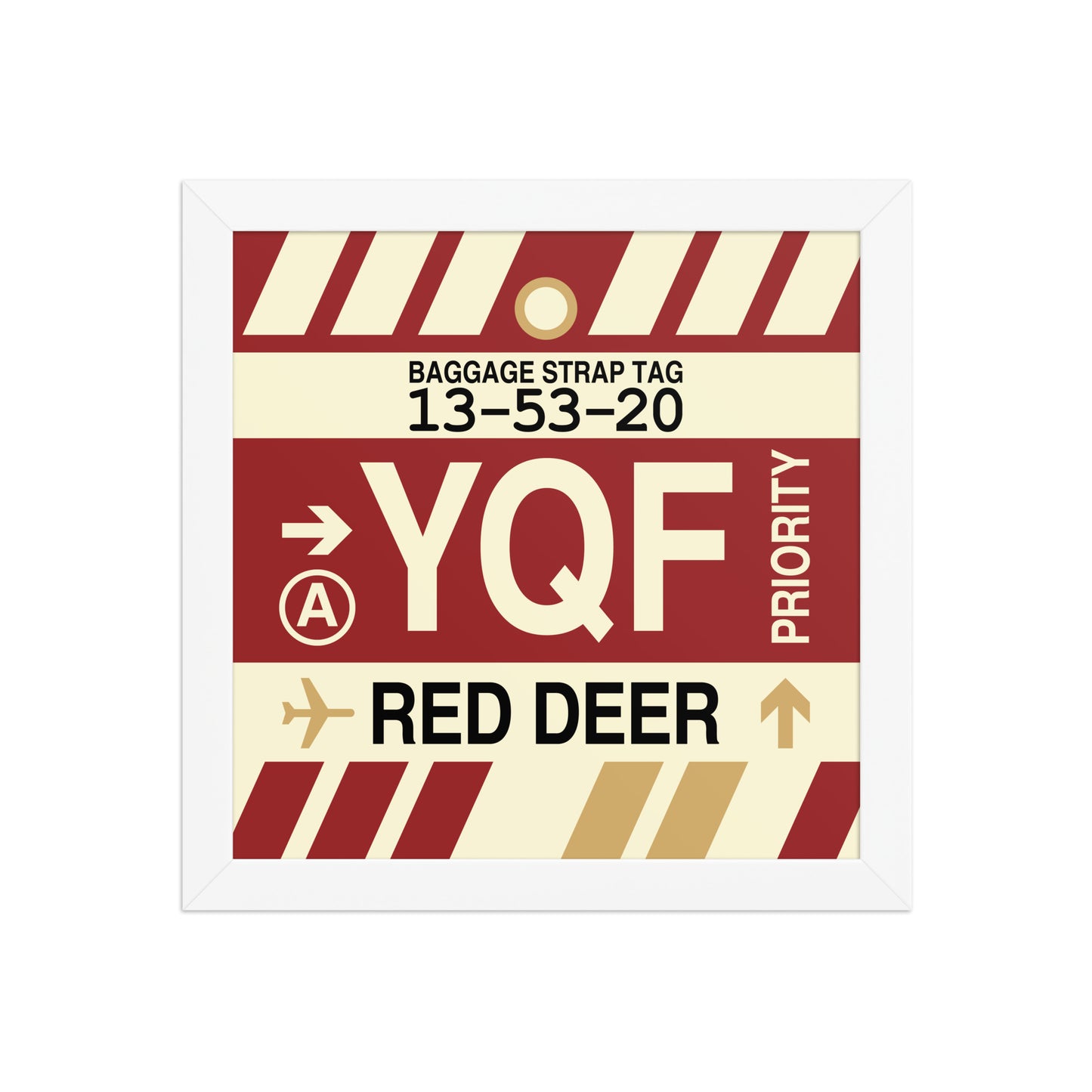YQF Red Deer Framed Print • Jet Age Baggage Tag Design • YHM Designs - Image 11