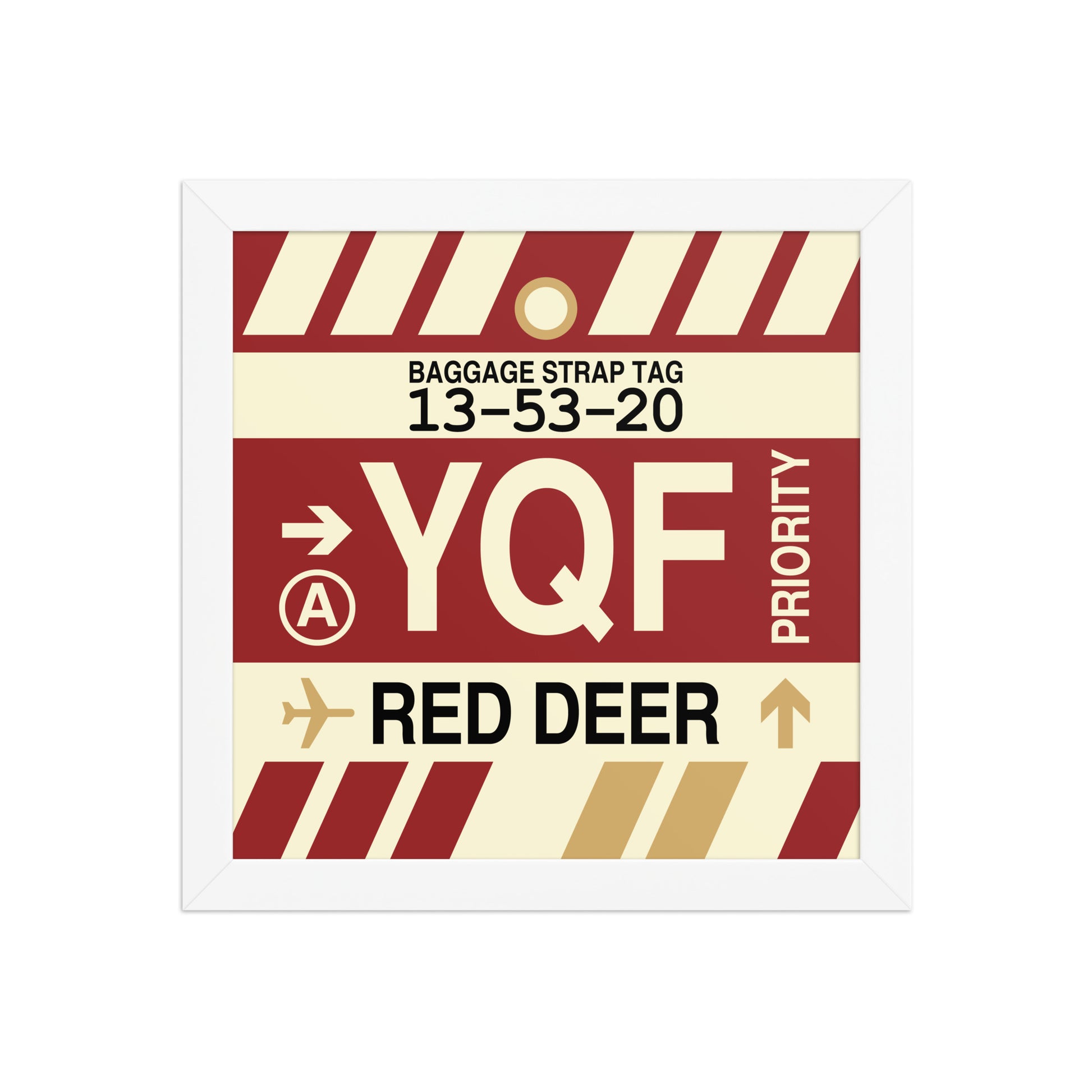 YQF Red Deer Framed Print • Jet Age Baggage Tag Design • YHM Designs - Image 11