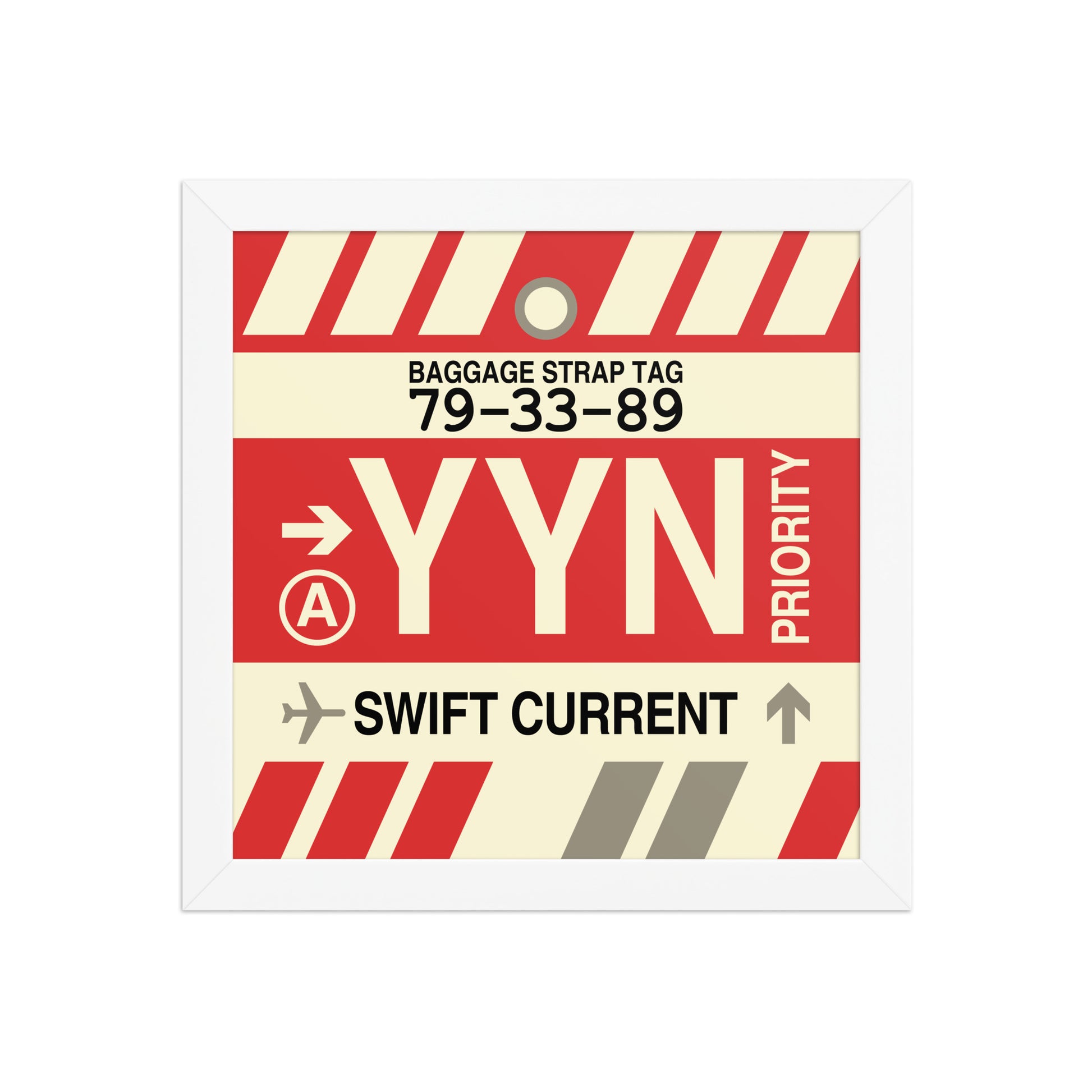 YYN Swift Current Framed Print • Jet Age Baggage Tag Design • YHM Designs - Image 11