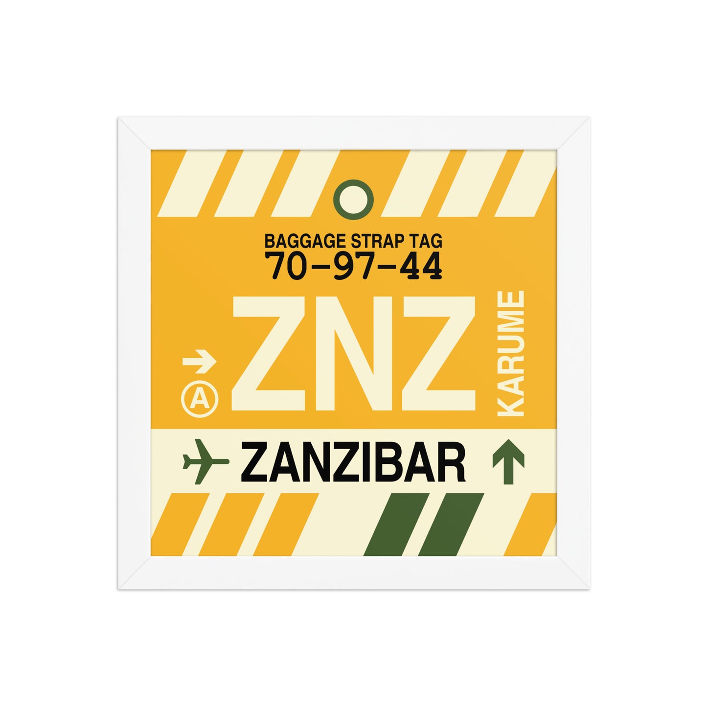 ZNZ Zanzibar Framed Print • Jet Age Baggage Tag Design • YHM Designs - Image 11