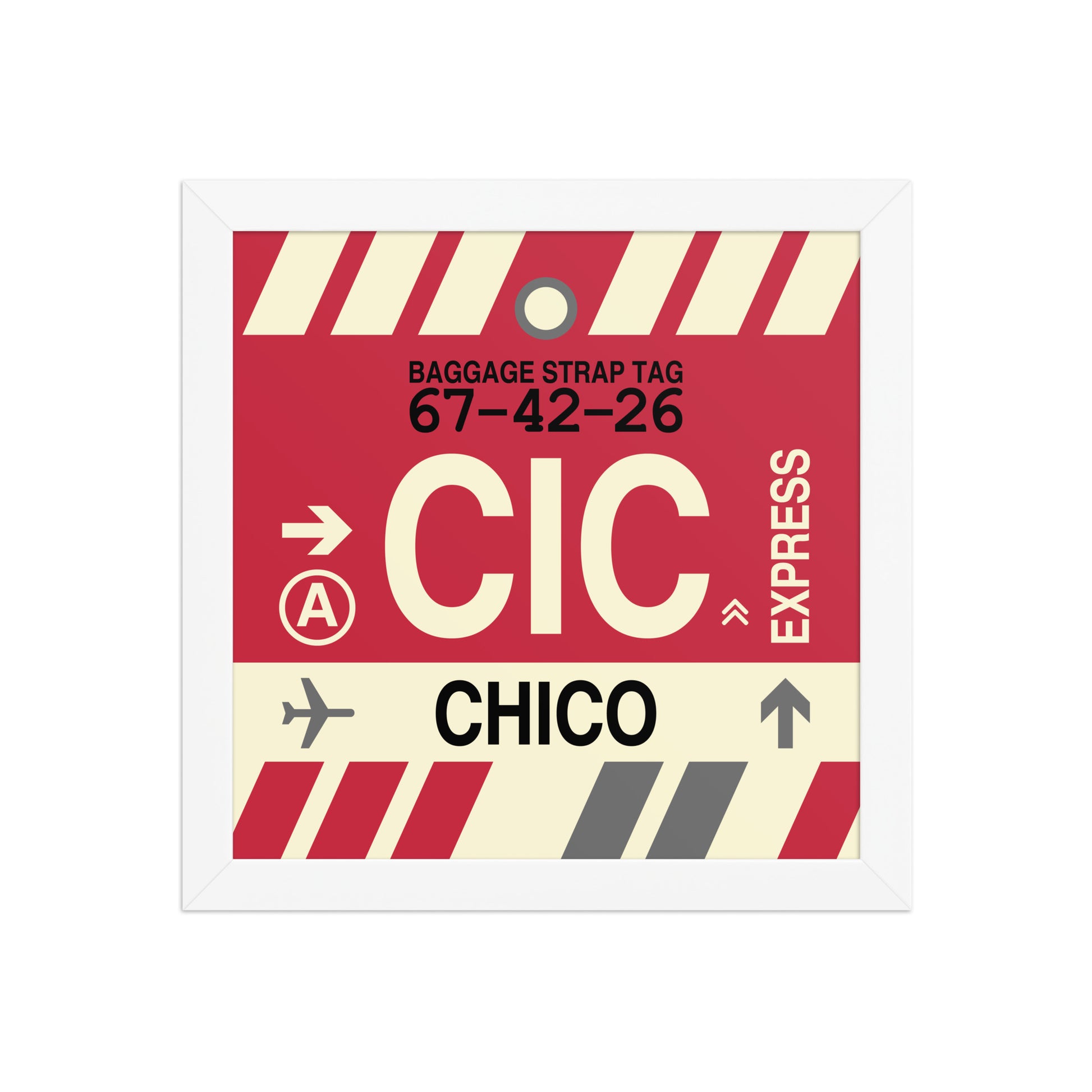 CIC Chico Framed Print • Jet Age Baggage Tag Design • YHM Designs - Image 11