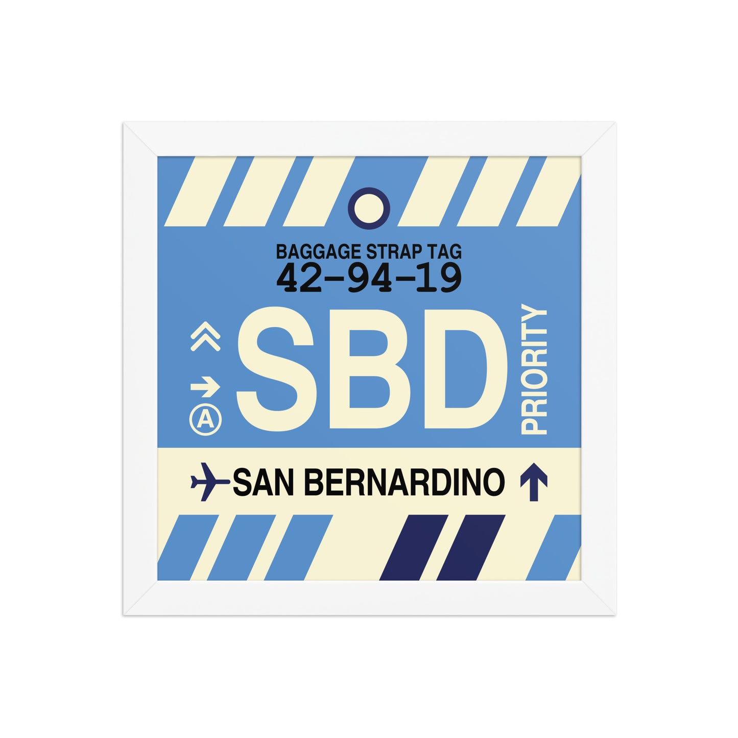 SBD San Bernardino Framed Print • Jet Age Baggage Tag Design • YHM Designs - Image 11