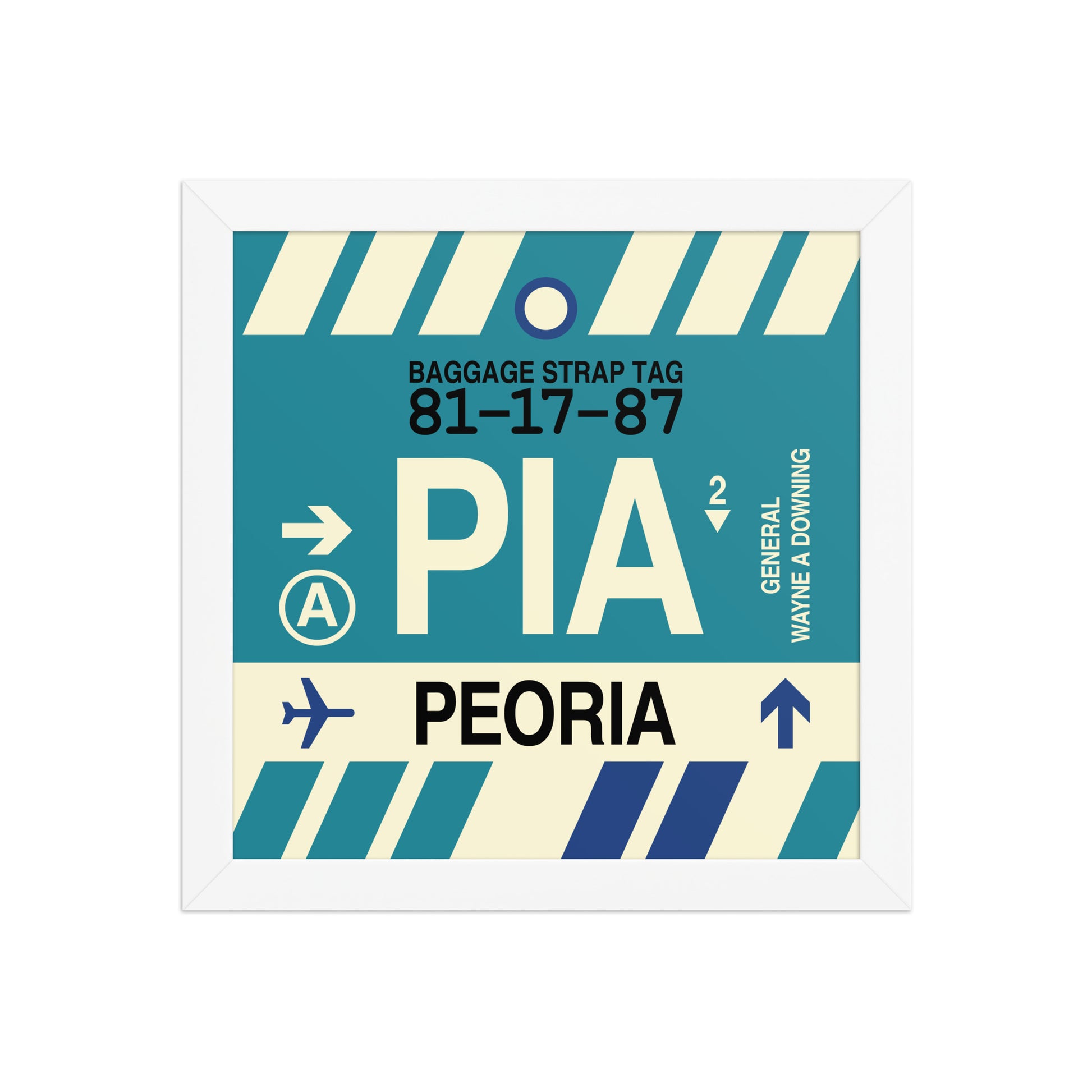 PIA Peoria Framed Print • Jet Age Baggage Tag Design • YHM Designs - Image 02