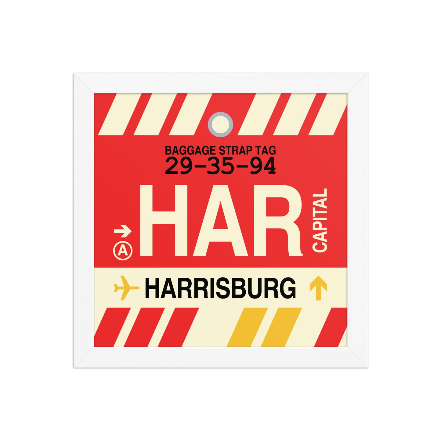 HAR Harrisburg Framed Print • Jet Age Baggage Tag Design • YHM Designs - Image 02