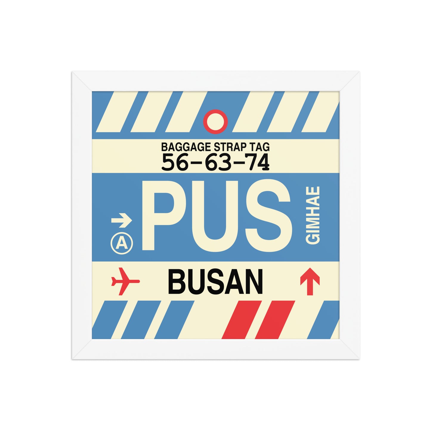 PUS Busan Framed Print • Jet Age Baggage Tag Design • YHM Designs - Image 02