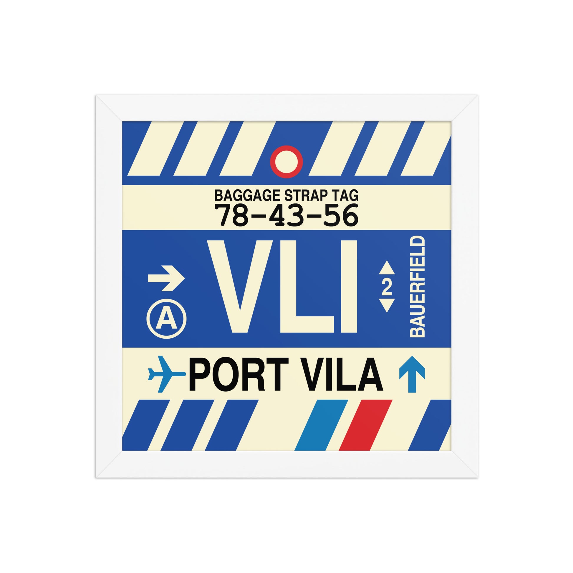 VLI Port Vila Framed Print • Jet Age Baggage Tag Design • YHM Designs - Image 11