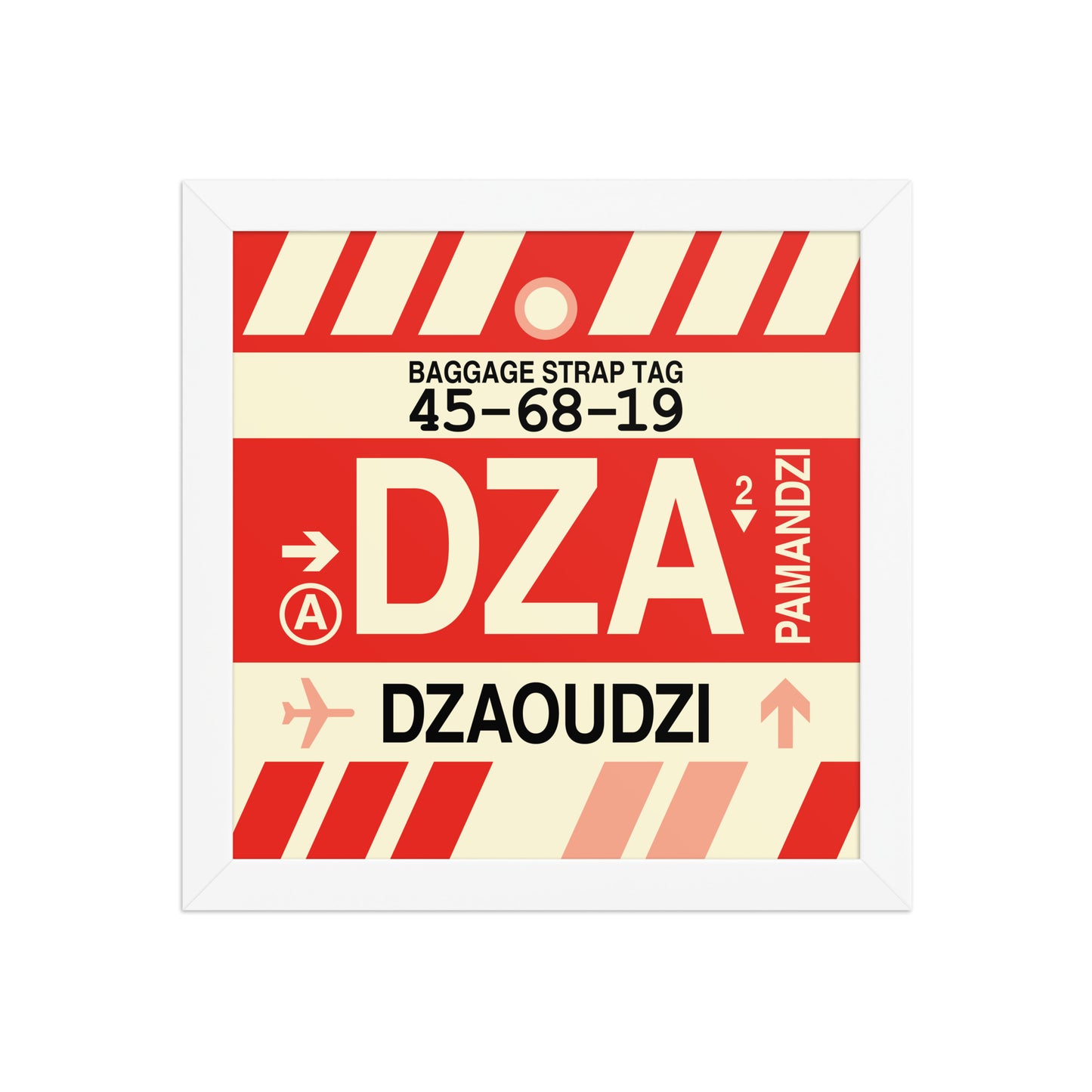 DZA Dzaoudzi Framed Print • Jet Age Baggage Tag Design • YHM Designs - Image 11