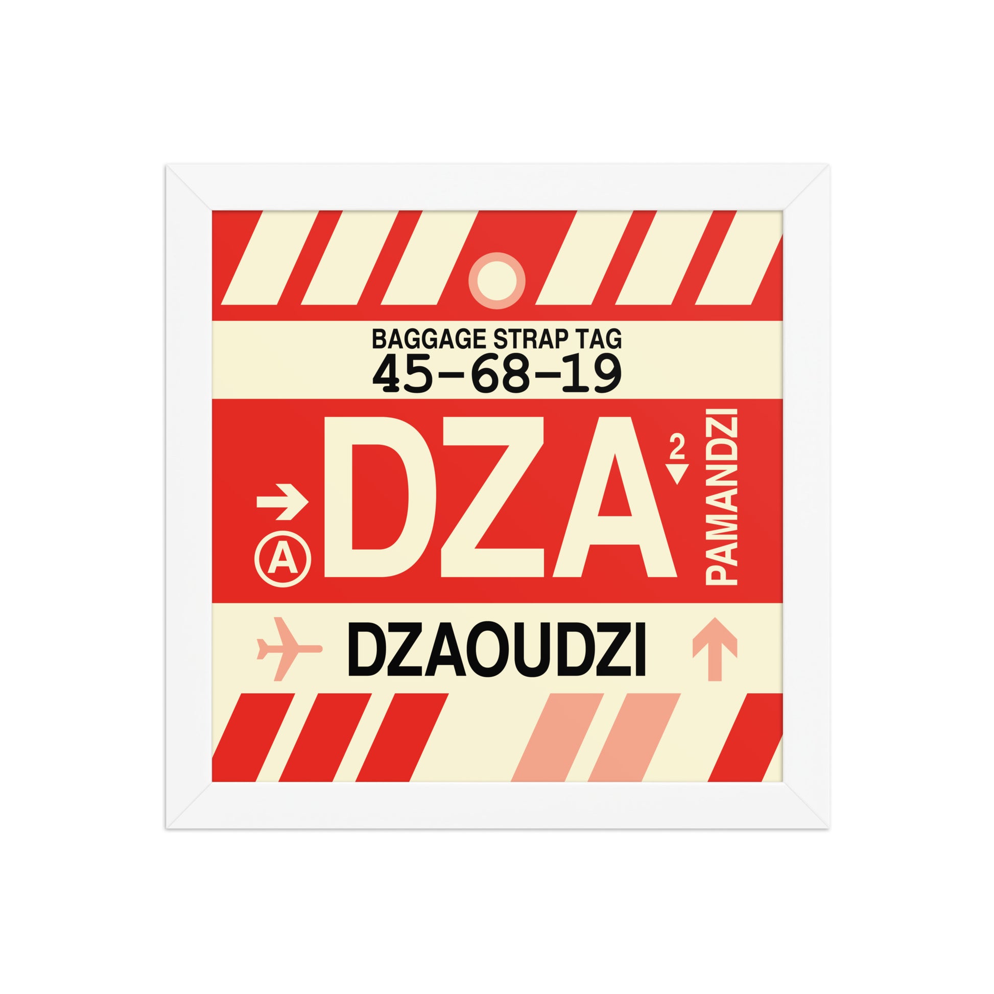 DZA Dzaoudzi Framed Print • Jet Age Baggage Tag Design • YHM Designs - Image 11