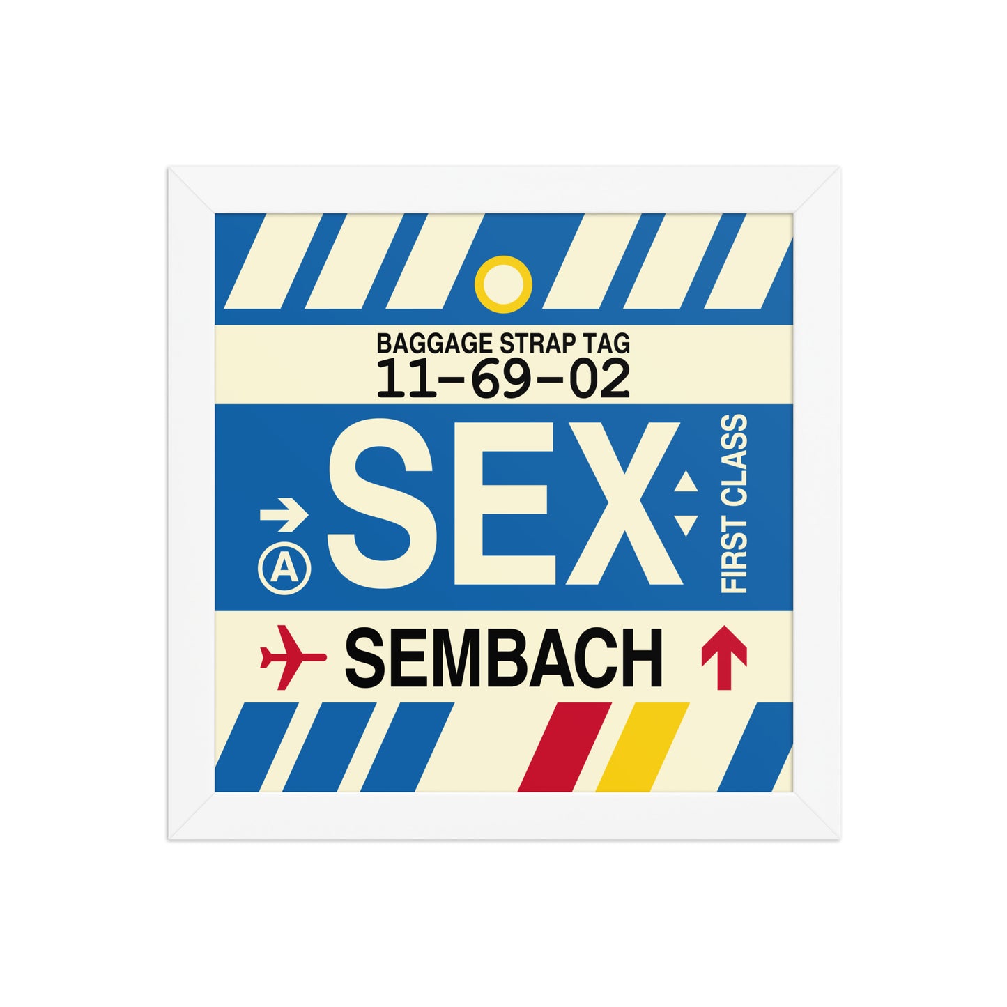 SEX Sembach Framed Print • Jet Age Baggage Tag Design • YHM Designs - Image 02