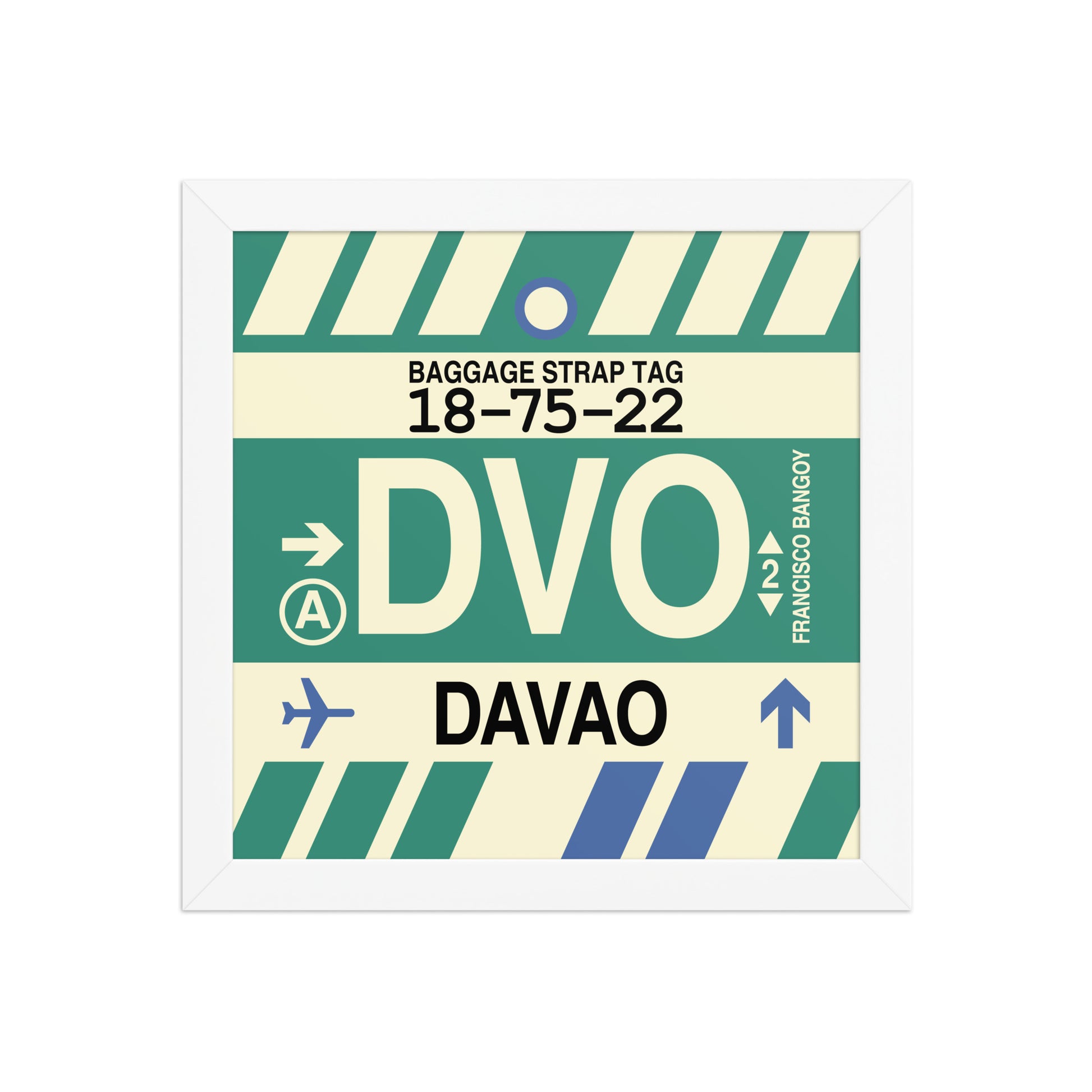 DVO Davao Framed Print • Jet Age Baggage Tag Design • YHM Designs - Image 11