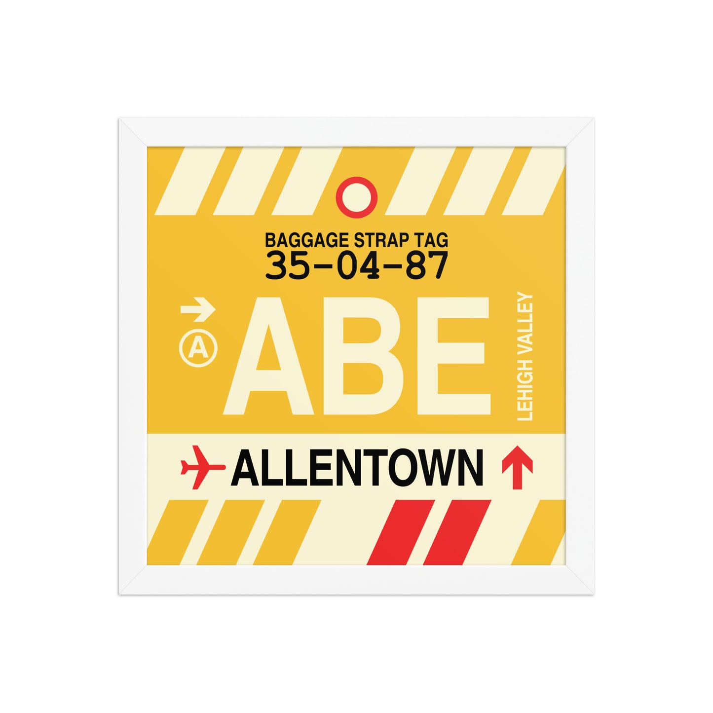 ABE Allentown Framed Print • Jet Age Baggage Tag Design • YHM Designs - Image 12