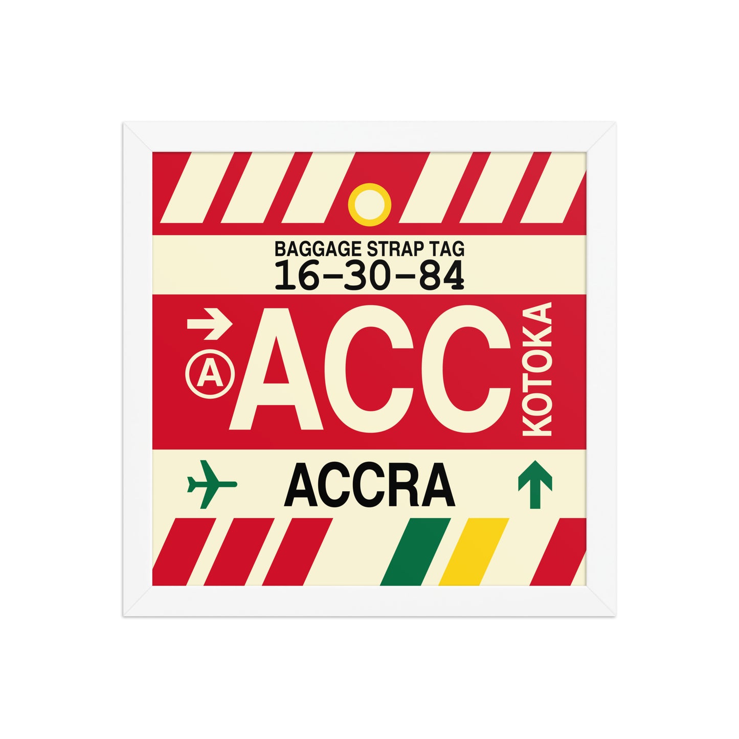 ACC Accra Framed Print • Jet Age Baggage Tag Design • YHM Designs - Image 12