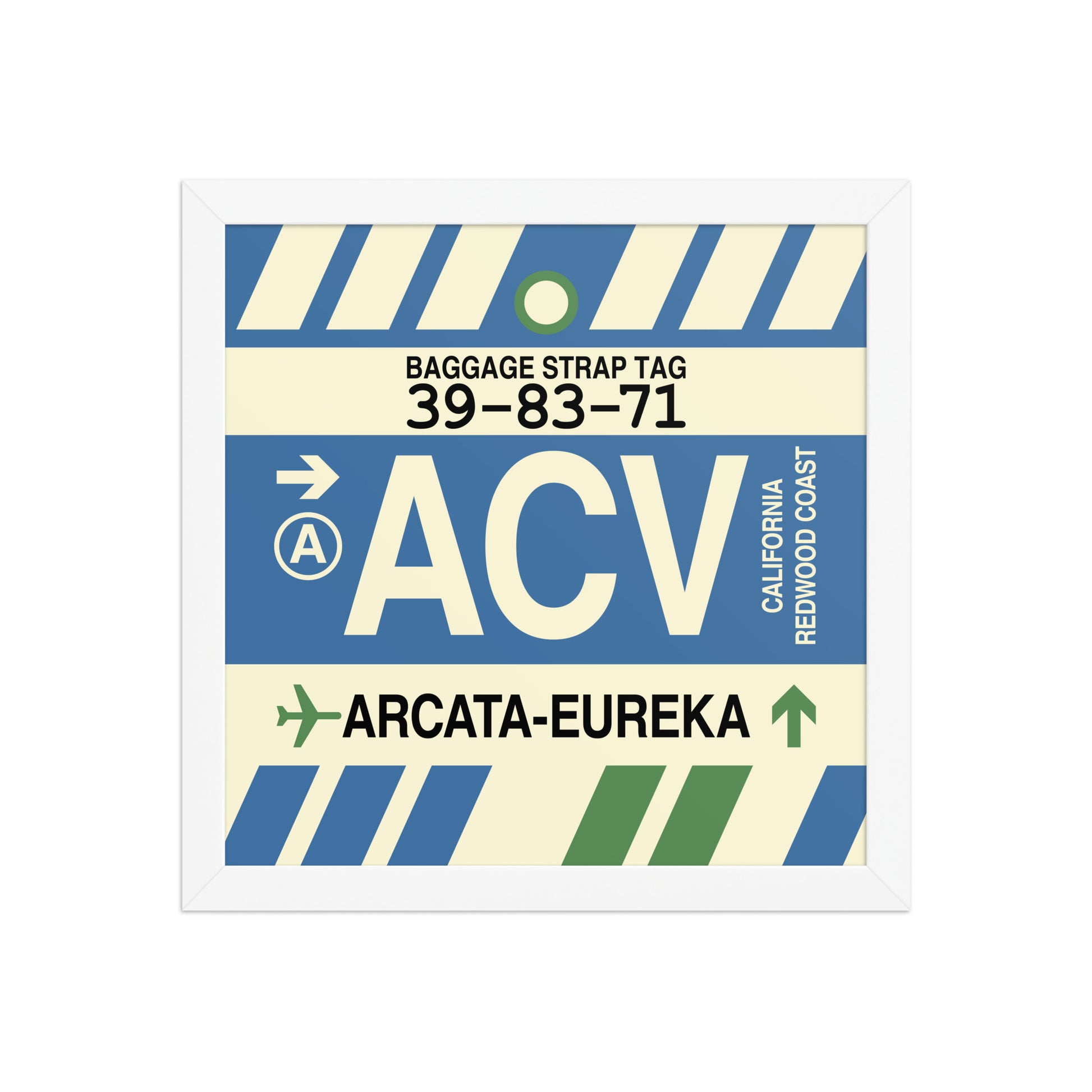 ACV Arcata-Eureka Framed Print • Jet Age Baggage Tag Design • YHM Designs - Image 12