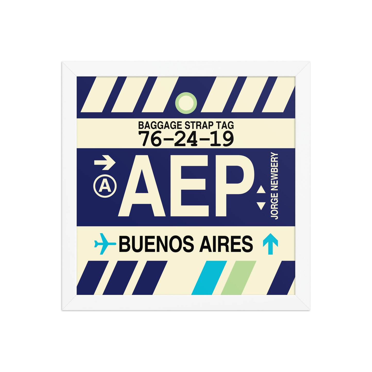 AEP Buenos Aires Framed Print • Jet Age Baggage Tag Design • YHM Designs - Image 12