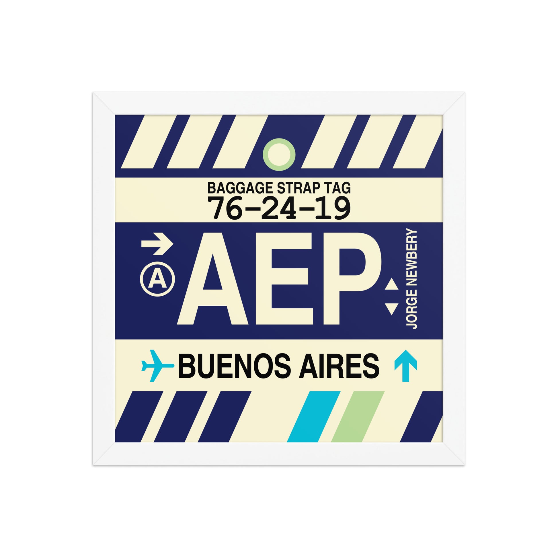 AEP Buenos Aires Framed Print • Jet Age Baggage Tag Design • YHM Designs - Image 12