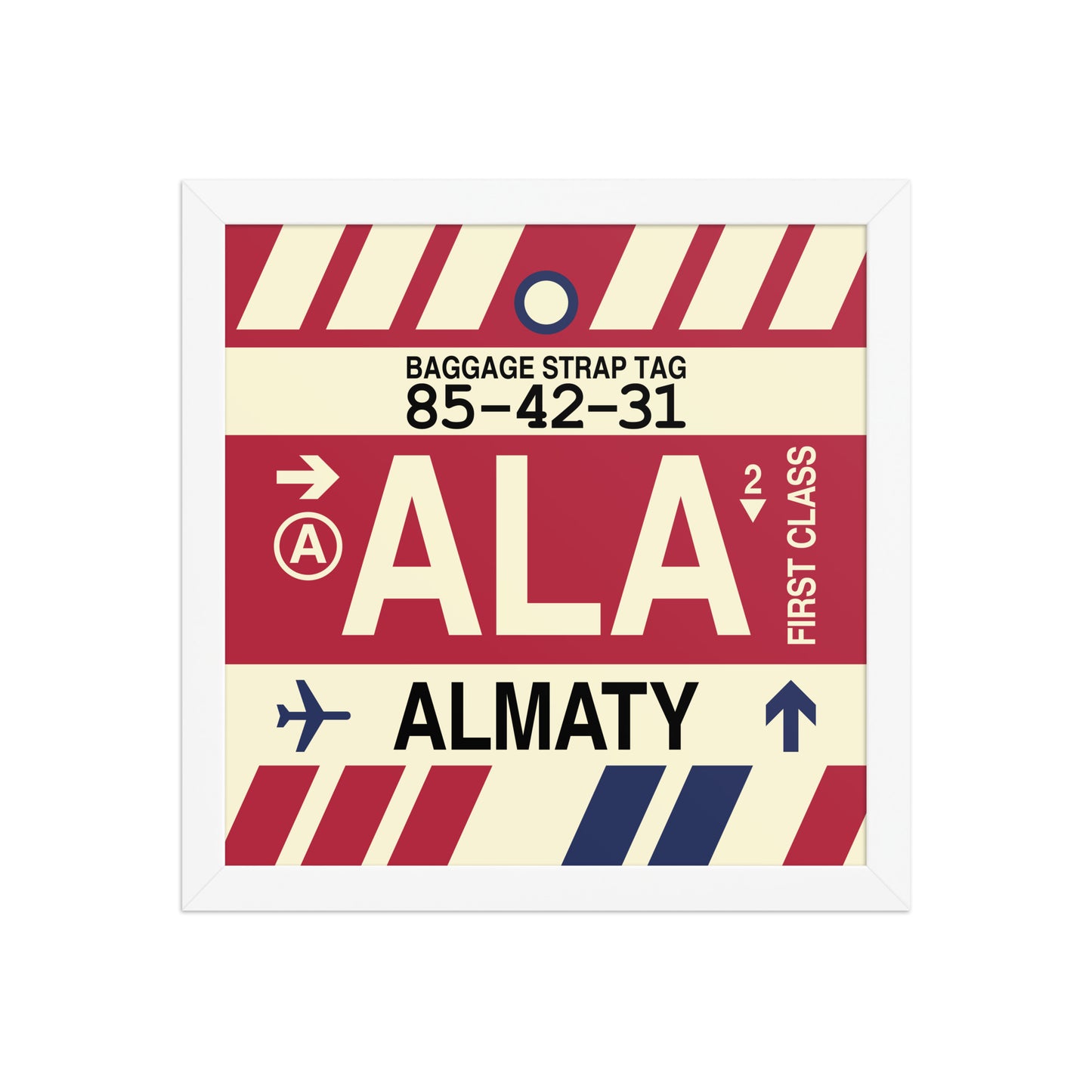 ALA Almaty Framed Print • Jet Age Baggage Tag Design • YHM Designs - Image 12