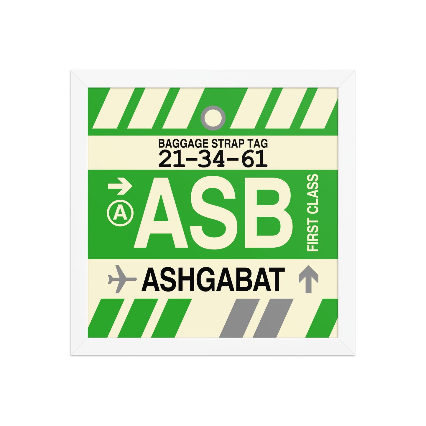 ASB Ashgabat Framed Print • Jet Age Baggage Tag Design • YHM Designs - Image 12
