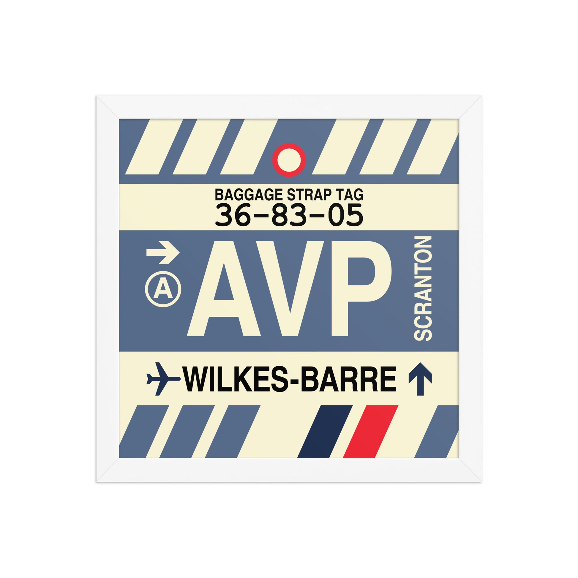 AVP Wilkes-Barre Scranton Framed Print • Jet Age Baggage Tag Design • YHM Designs - Image 12