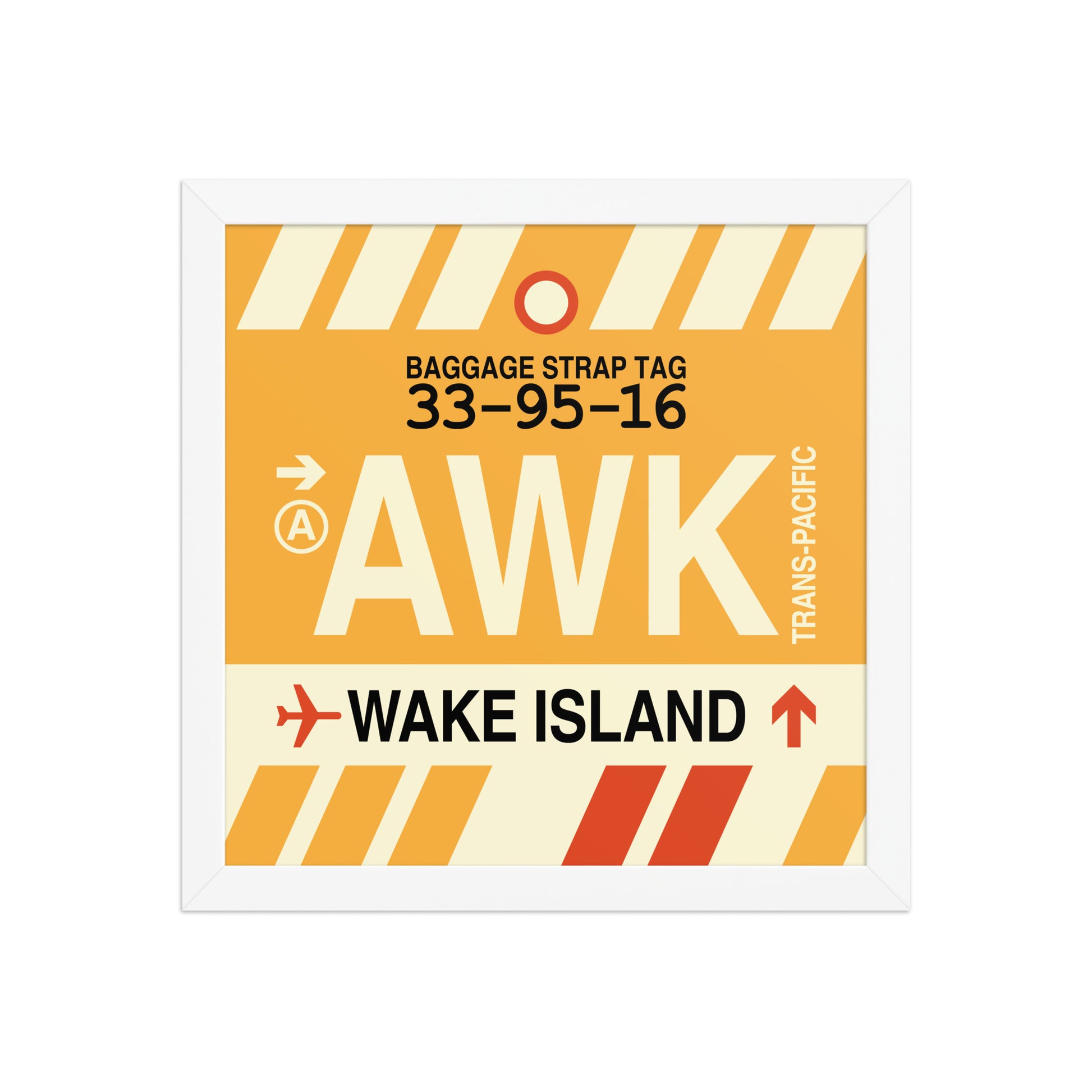 AWK Wake Island Framed Print • Jet Age Baggage Tag Design • YHM Designs - Image 12