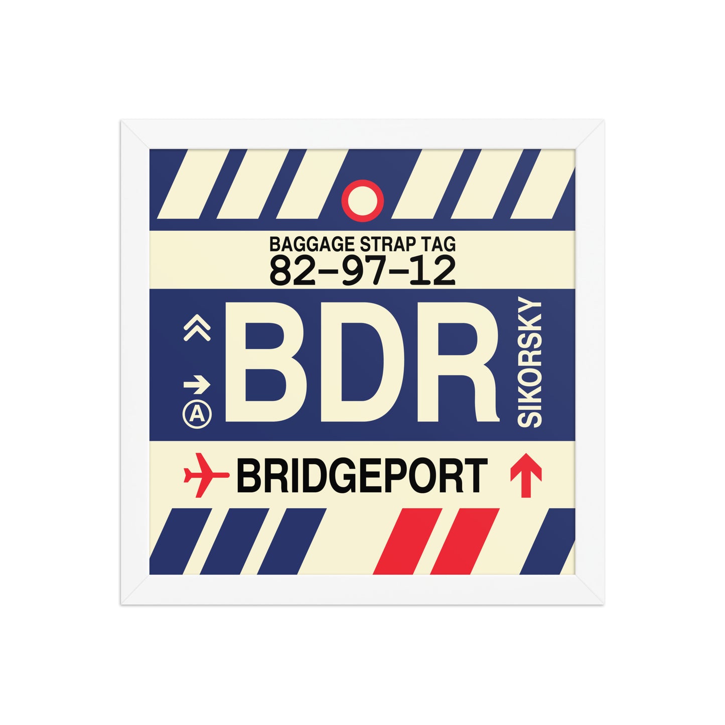 BDR Bridgeport Framed Print • Jet Age Baggage Tag Design • YHM Designs - Image 12