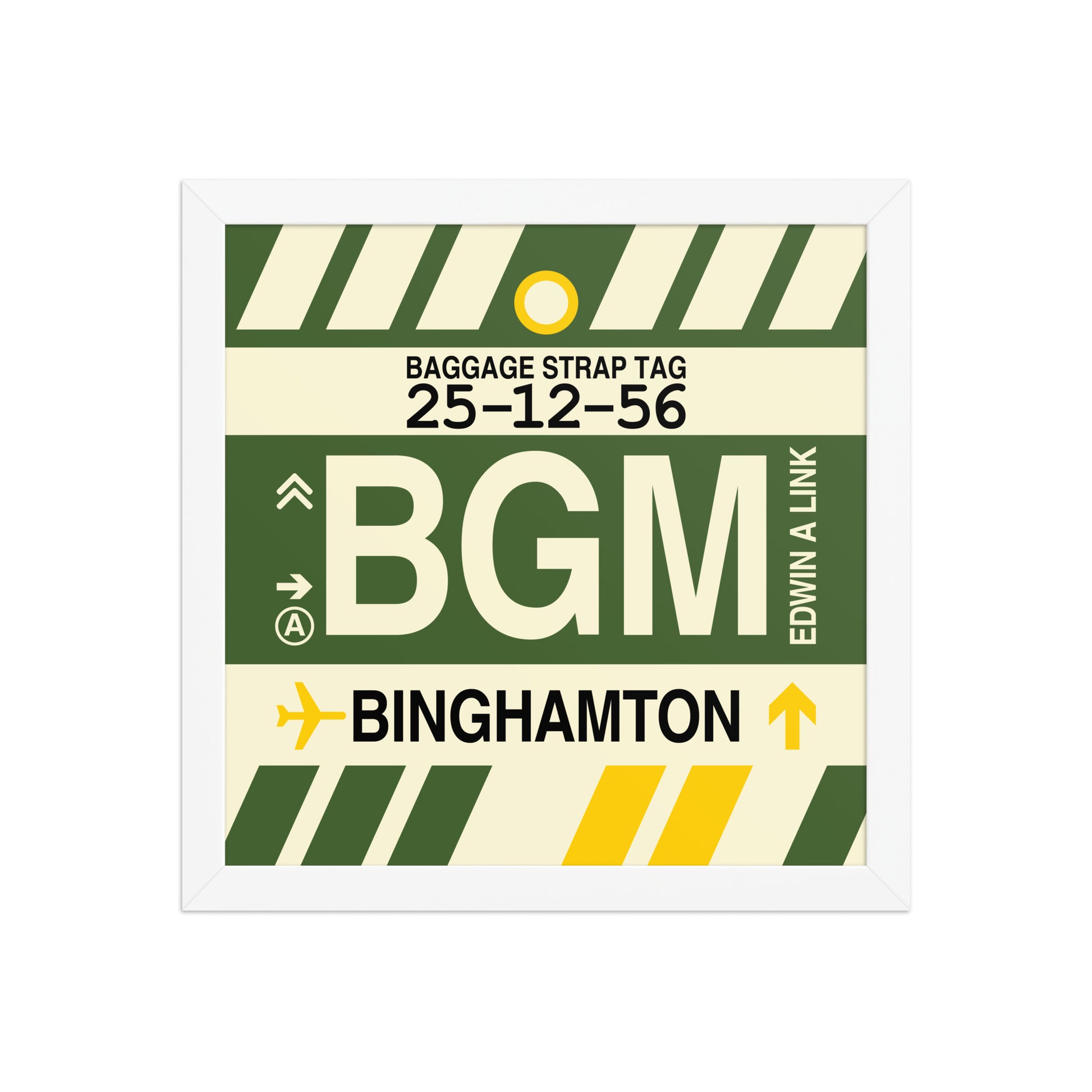 BGM Binghamton Framed Print • Jet Age Baggage Tag Design • YHM Designs - Image 12