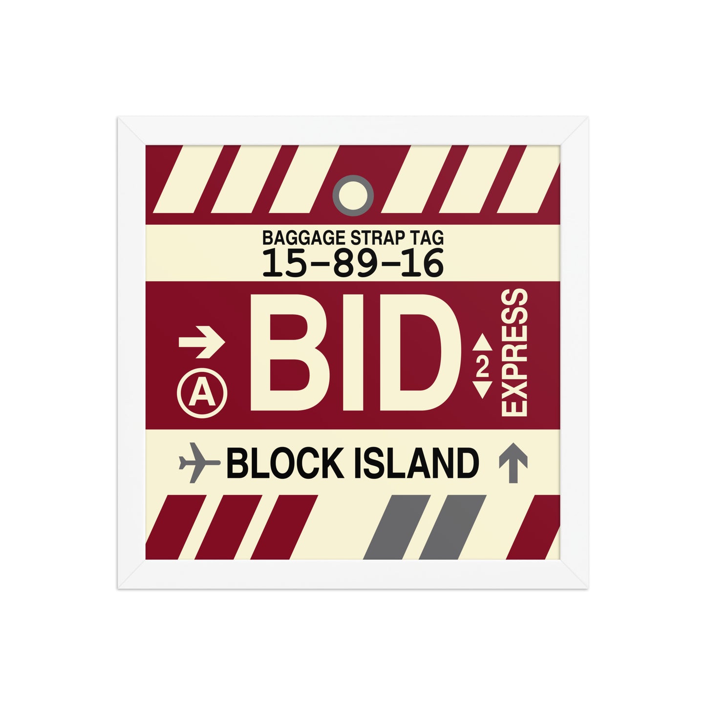 BID Block Island Framed Print • Jet Age Baggage Tag Design • YHM Designs - Image 12