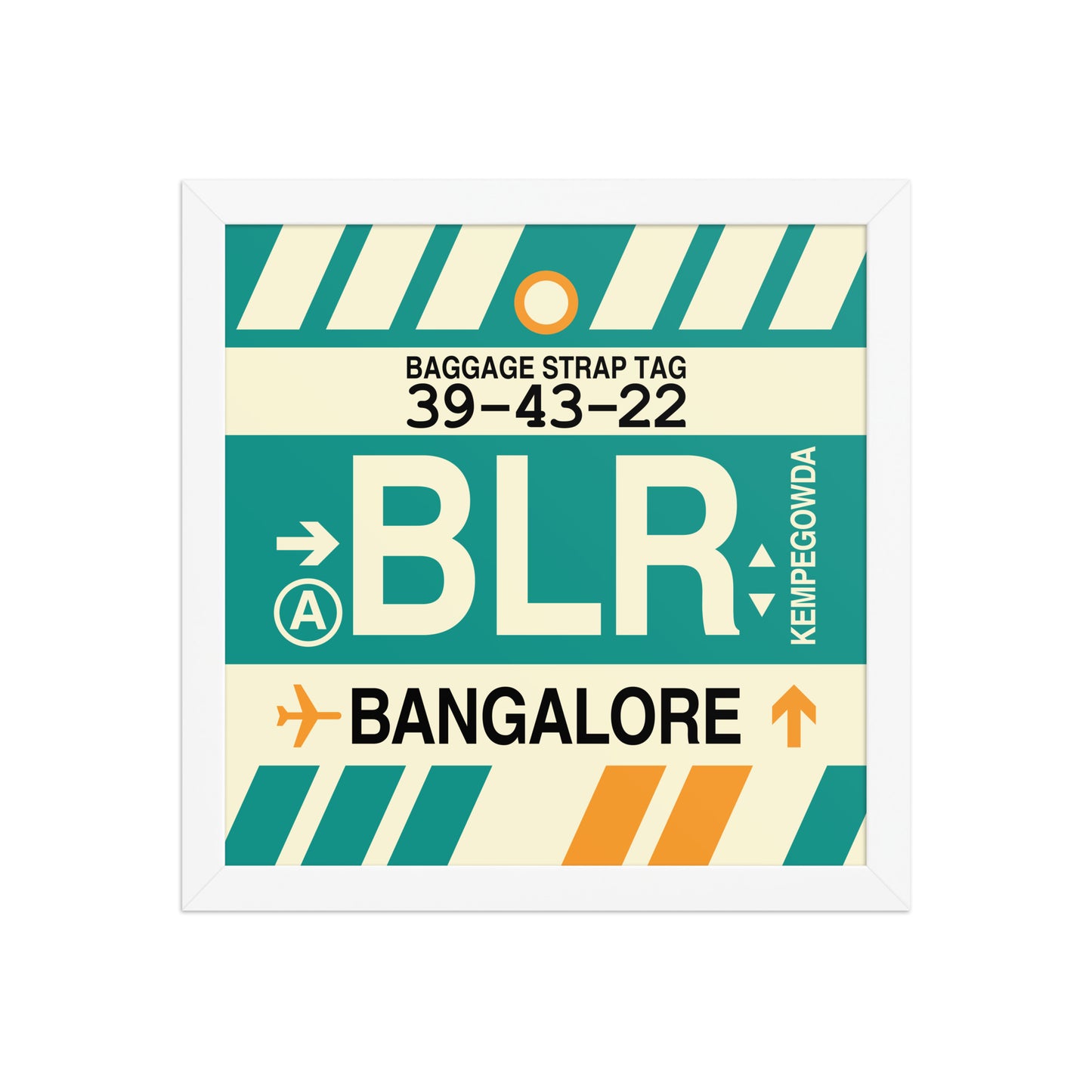 BLR Bangalore Framed Print • Jet Age Baggage Tag Design • YHM Designs - Image 12