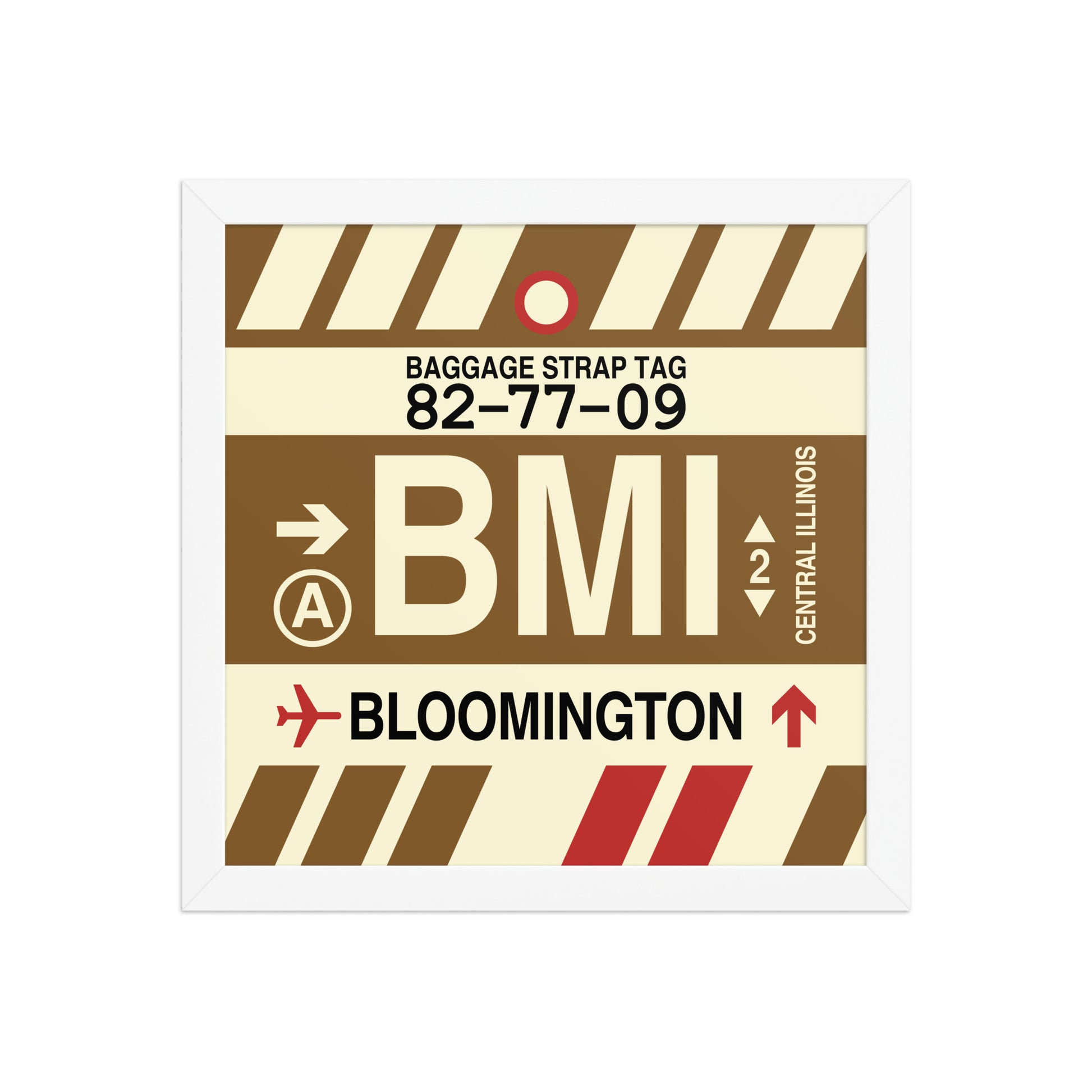 BMI Bloomington Framed Print • Jet Age Baggage Tag Design • YHM Designs - Image 12