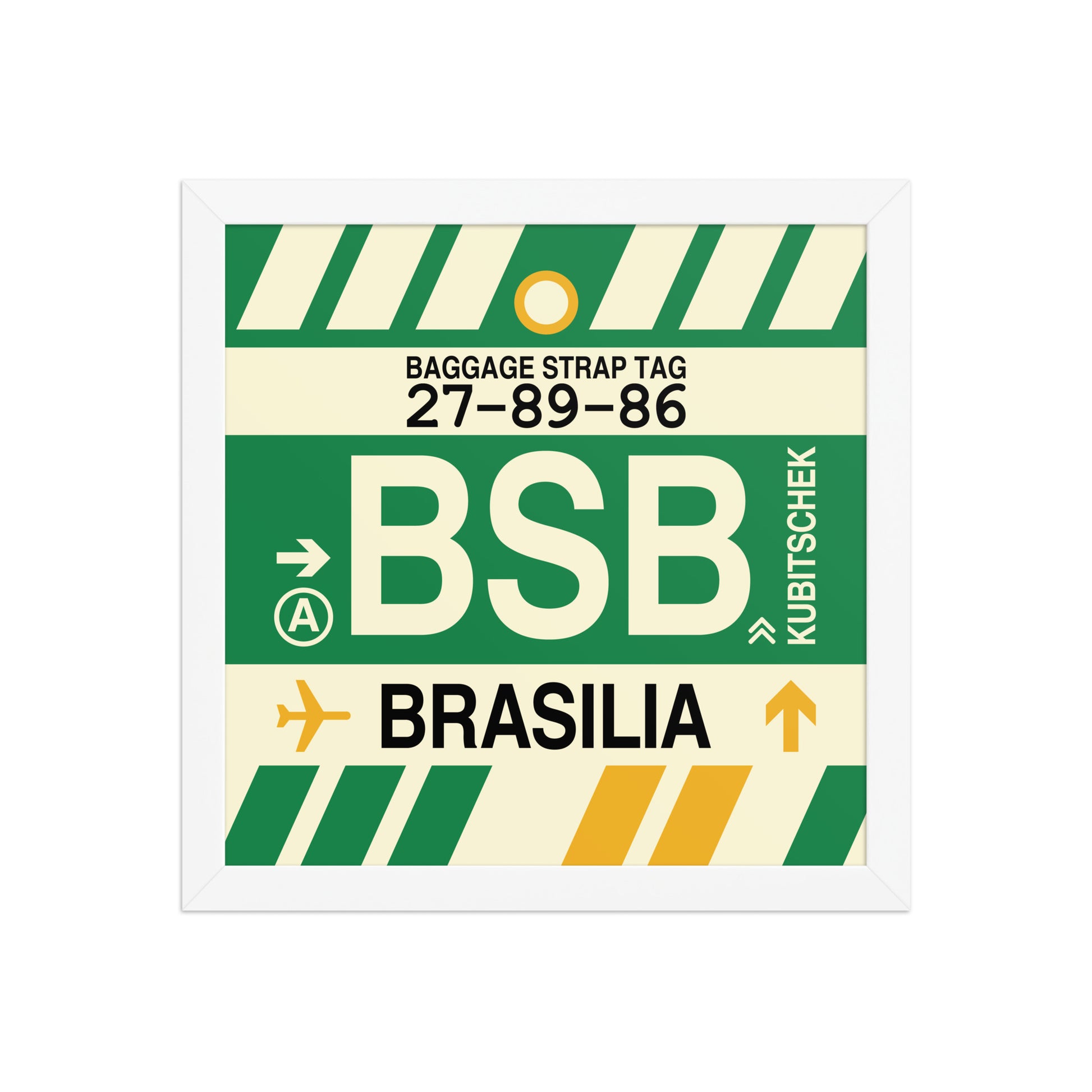 BSB Brasilia Framed Print • Jet Age Baggage Tag Design • YHM Designs - Image 12