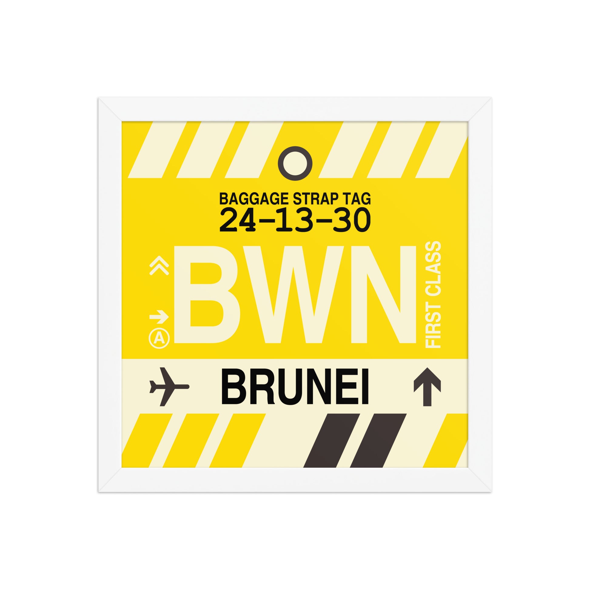 BWN Brunei Framed Print • Jet Age Baggage Tag Design • YHM Designs - Image 12