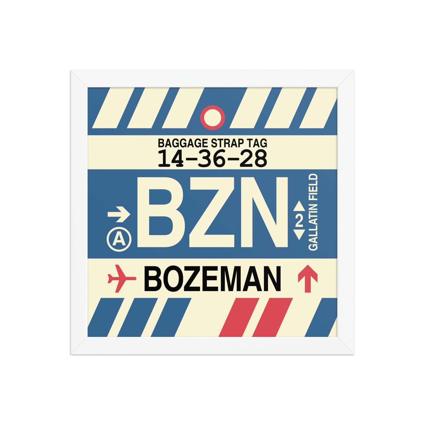BZN Bozeman Framed Print • Jet Age Baggage Tag Design • YHM Designs - Image 12