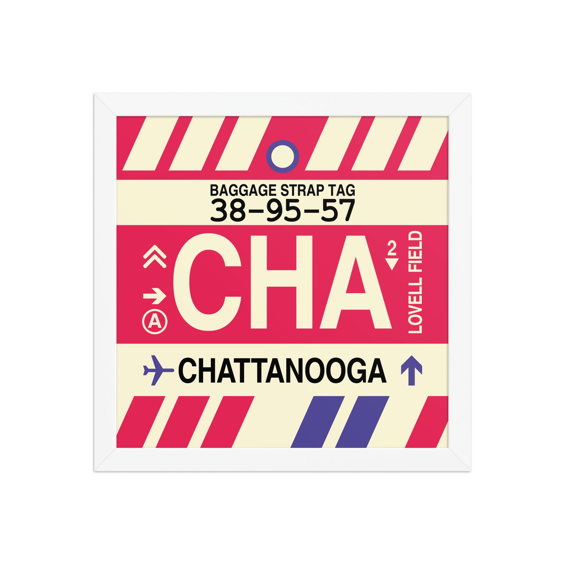 CHA Chattanooga Framed Print • Jet Age Baggage Tag Design • YHM Designs - Image 12