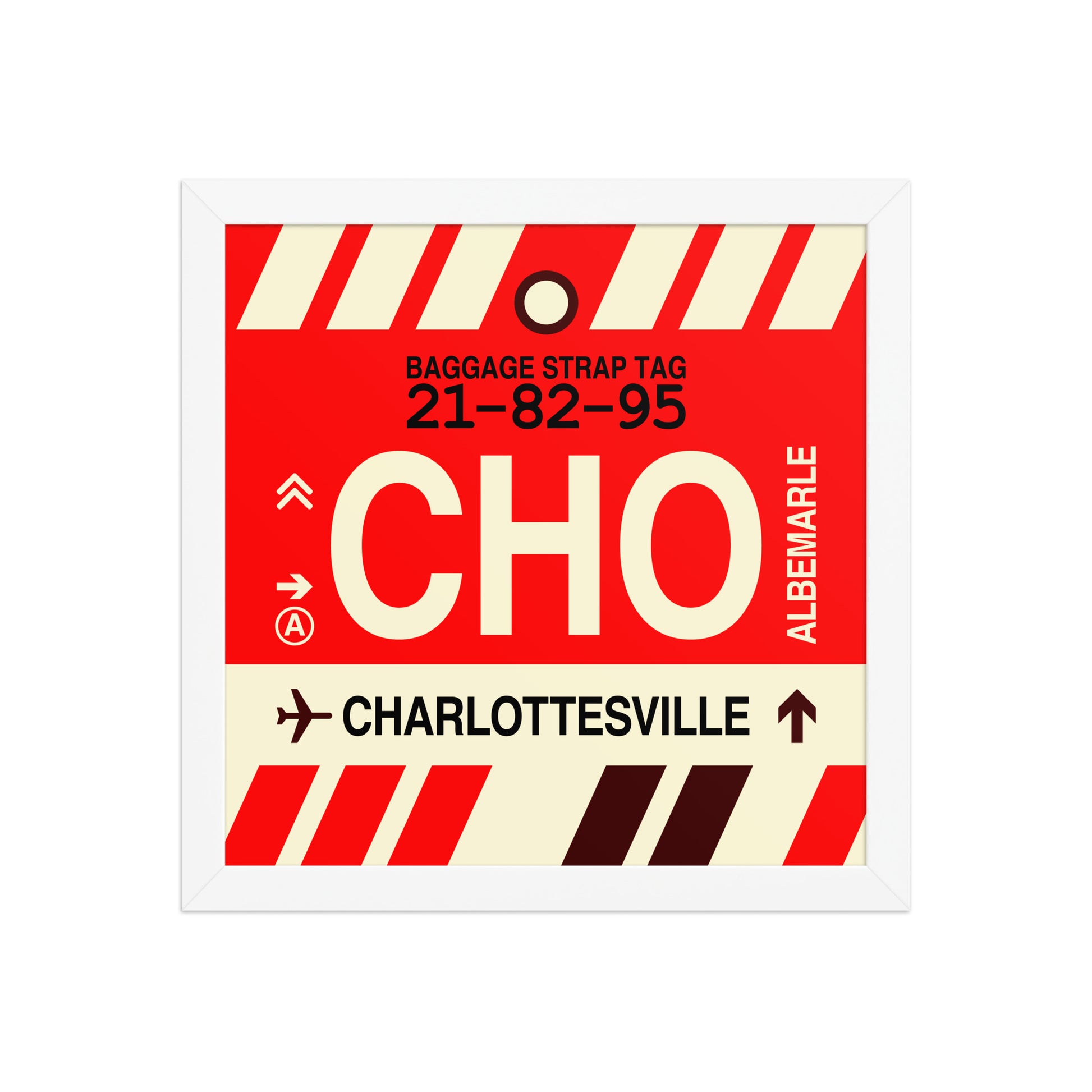 CHO Charlottesville Framed Print • Jet Age Baggage Tag Design • YHM Designs - Image 12